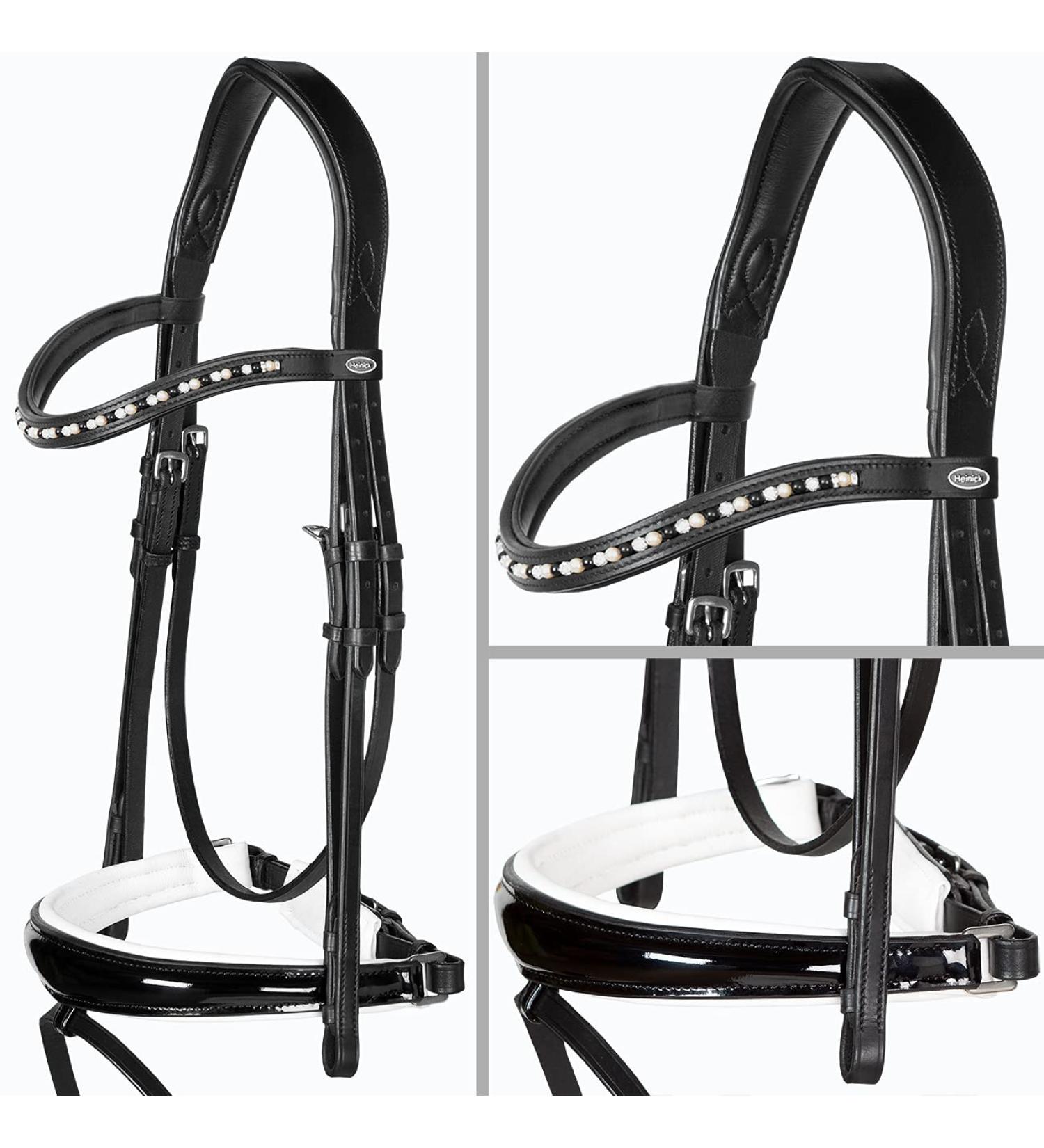 Heinick-Reitsport bridle anatomical Performance white lacquer conical RH bridle hook Warmblood Selection (Chess)