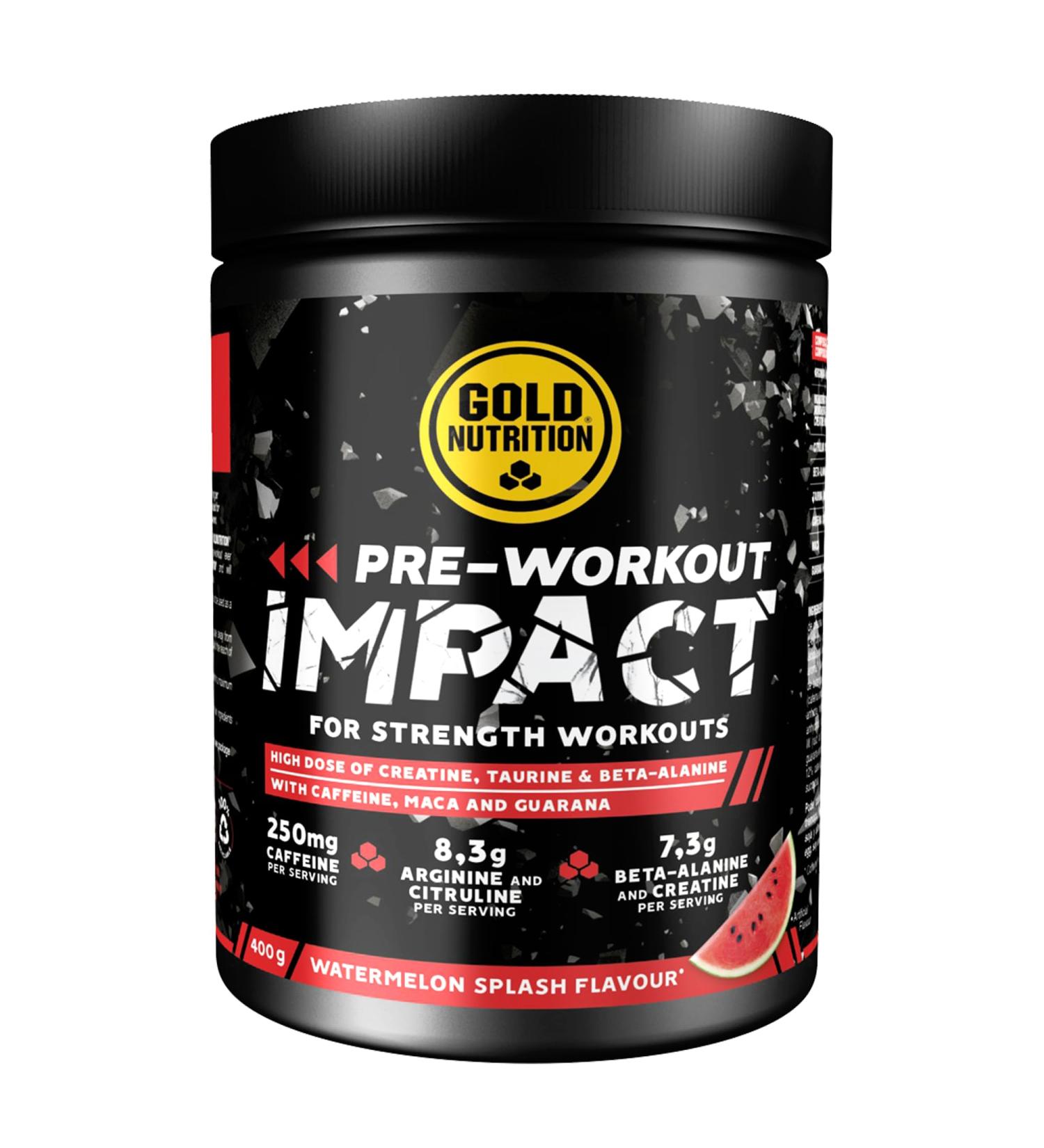 Buy GoldNutrition Pre-Workout Impact Watermelon 400g - Best International Shipping & Performance Boosting Formula - Buy Online on GoSupps.com