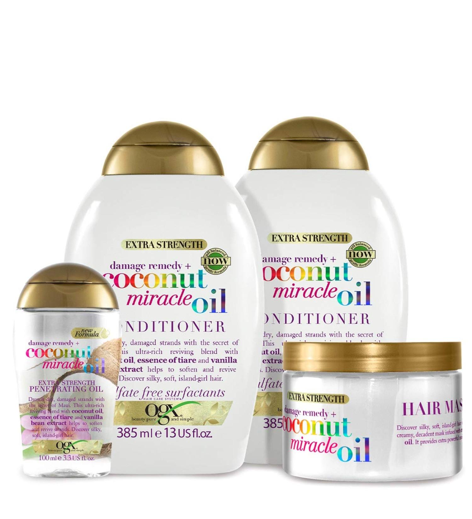 OGX Coconut Miracle Oil Set - Shampoo, Conditioner, Hair Mask, & Oil Bundle - Buy Online on GoSupps.com