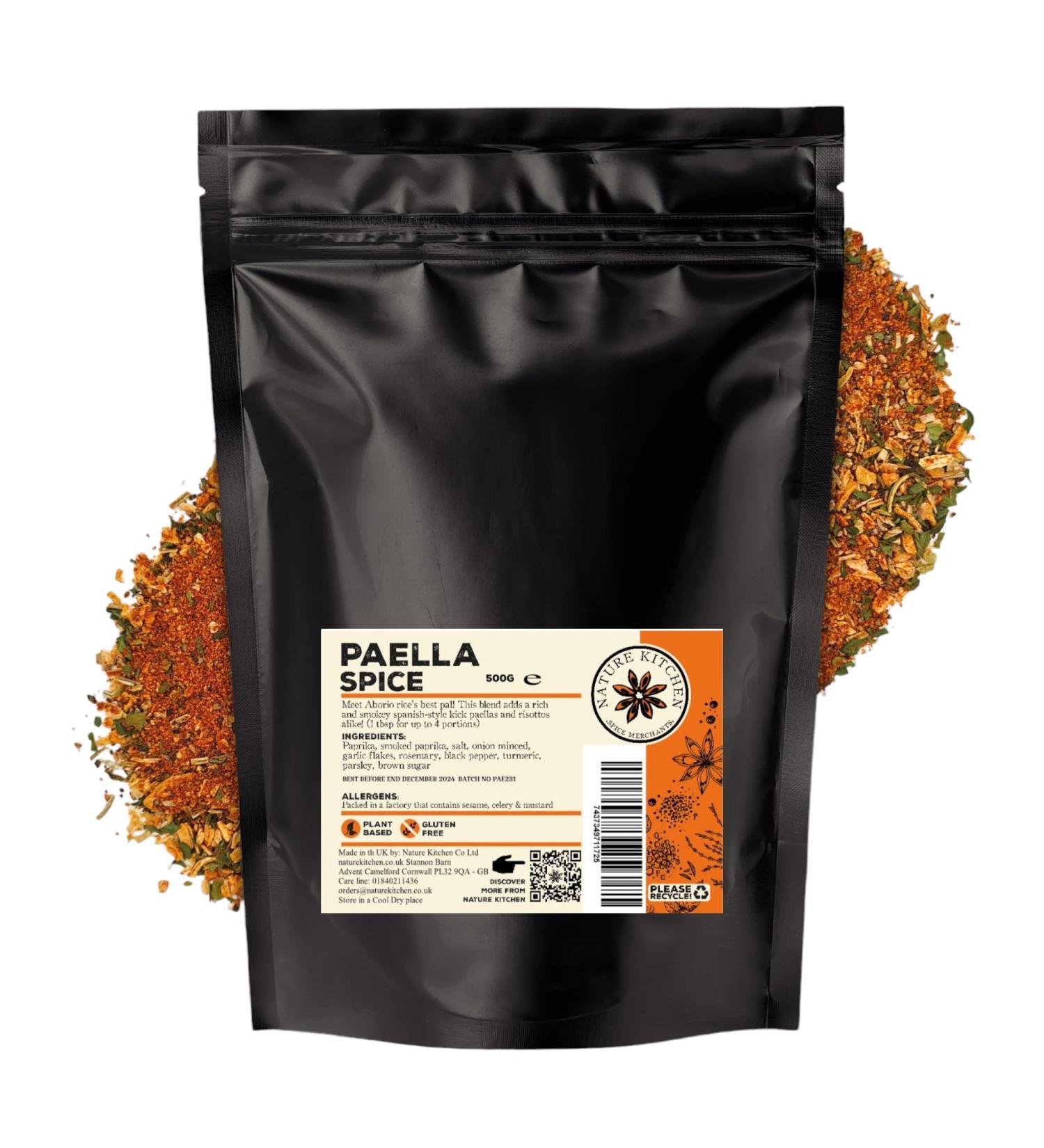 Nature Kitchen Paella Spice (Mild) 500g - Gluten-Free & Vegan Cooking Blend for Marinades, Sauces, Frying, Baking, Grilling - Large Bag of Seasoning Spices - Buy Online on GoSupps.com