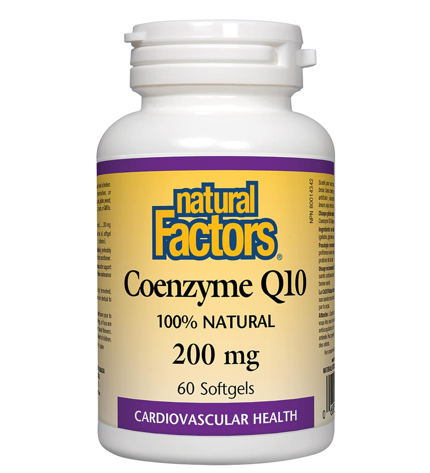 Natural Factors Coenzyme Q10 200 mg - 60 Softgels | Heart Health & Energy Support - Buy Online on GoSupps.com