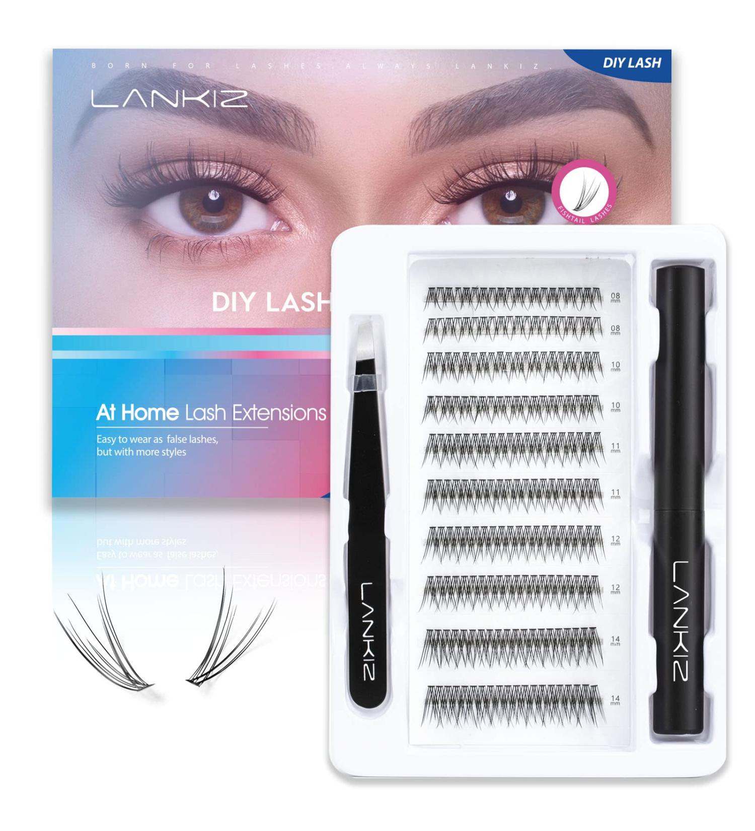 LANKIZ 12D DIY Eyelash Extension Kit for Beginners - 200 Pcs Individual Eyelashes with Glue, Tweezers - Faux Mink Cluster Lashes - 8-14mm Mix - DIY Lash Extension at Home - Buy Online on GoSupps.com