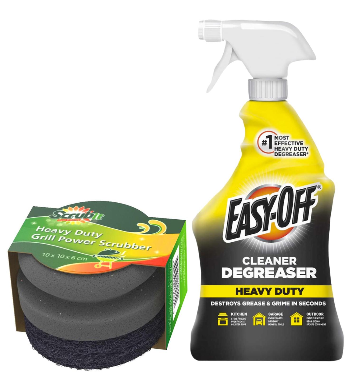 Easy Off Heavy Duty Degreaser Cleaner Spray 32 oz & Bristle Free BBQ Grill Cleaning Brush - Fast Grease & Grime Removal - Buy Online on GoSupps.com
