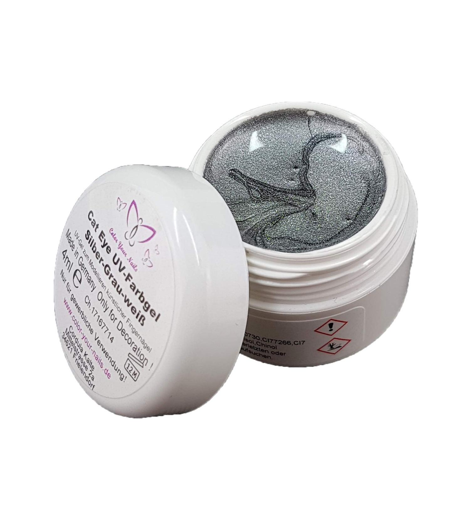 4ml Cat Eye UV gel SILVER -Gray - WHITE. CatEye color gel