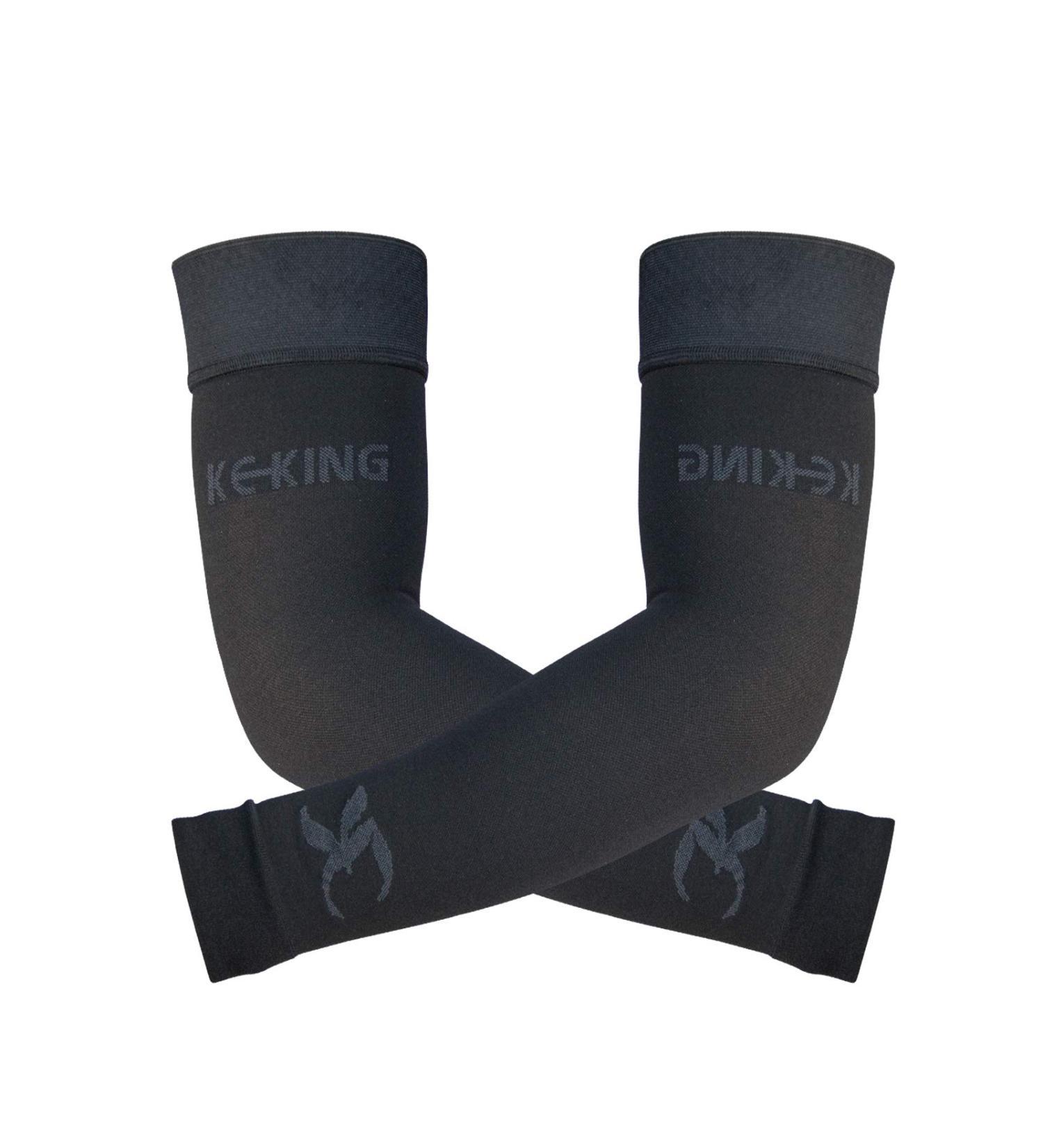 KEKING Lymphedema Compression Arm Sleeves with Silicone Band | 20-30mmHg Compression | Full Arm Support for Lipedema, Edema, Post-Surgery Recovery | Pain Relief | Black, Size L - Buy Online on GoSupps.com