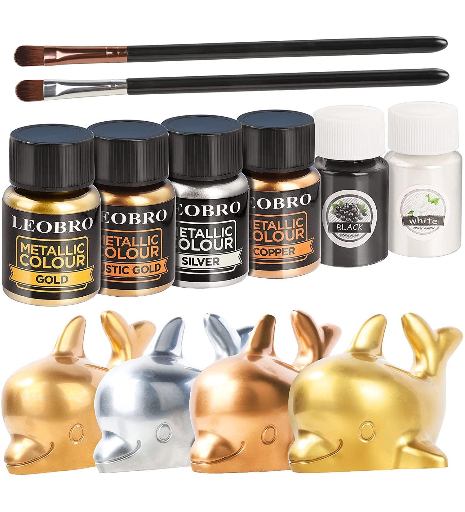LEOBRO Metallic Pigment Powder - 6 Jars for Epoxy Resin, Jewelry, Candle, Soap, Paint Making - Buy Online on GoSupps.com