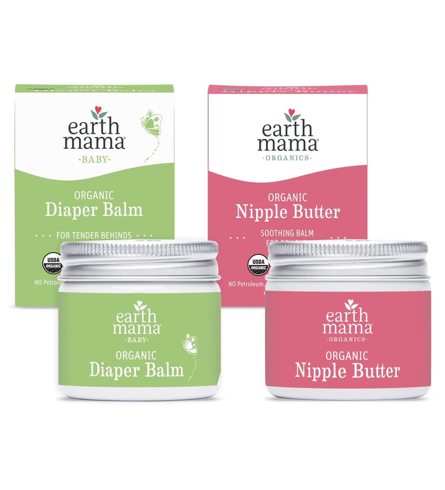 Earth Mama 2-Piece Gift Set: Organic Diaper Balm & Nipple Butter Breastfeeding Cream - Buy Online on GoSupps.com