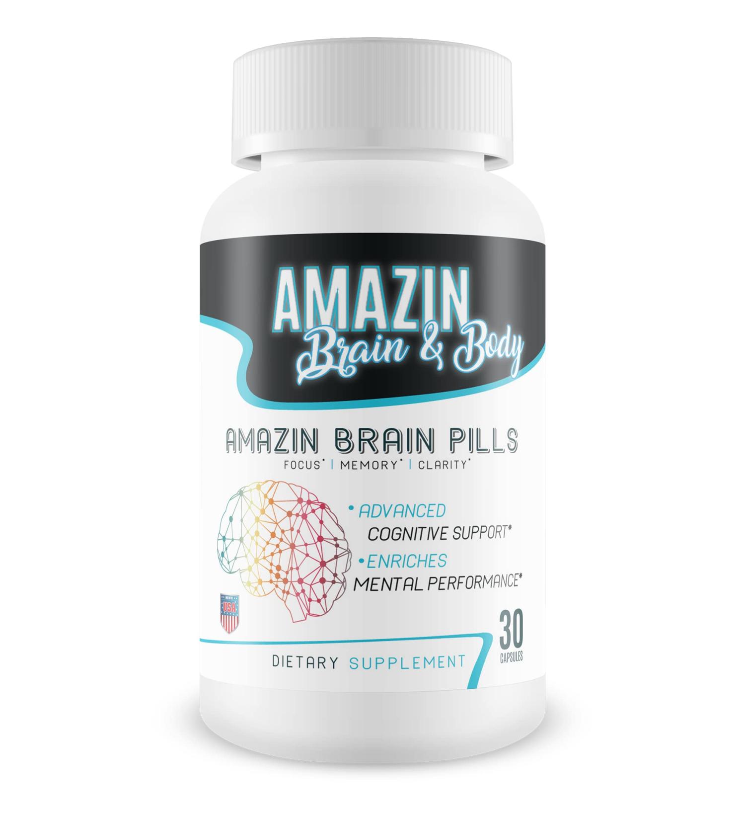 Amazin Brain Pills - Focus - Memory - Clarity - Advanced Cognitive Support - Enriches Mental Performance - Amazin Brain Supplement for Amazin Brain Support - Nootropics Brain Enhancement - Buy Online on GoSupps.com