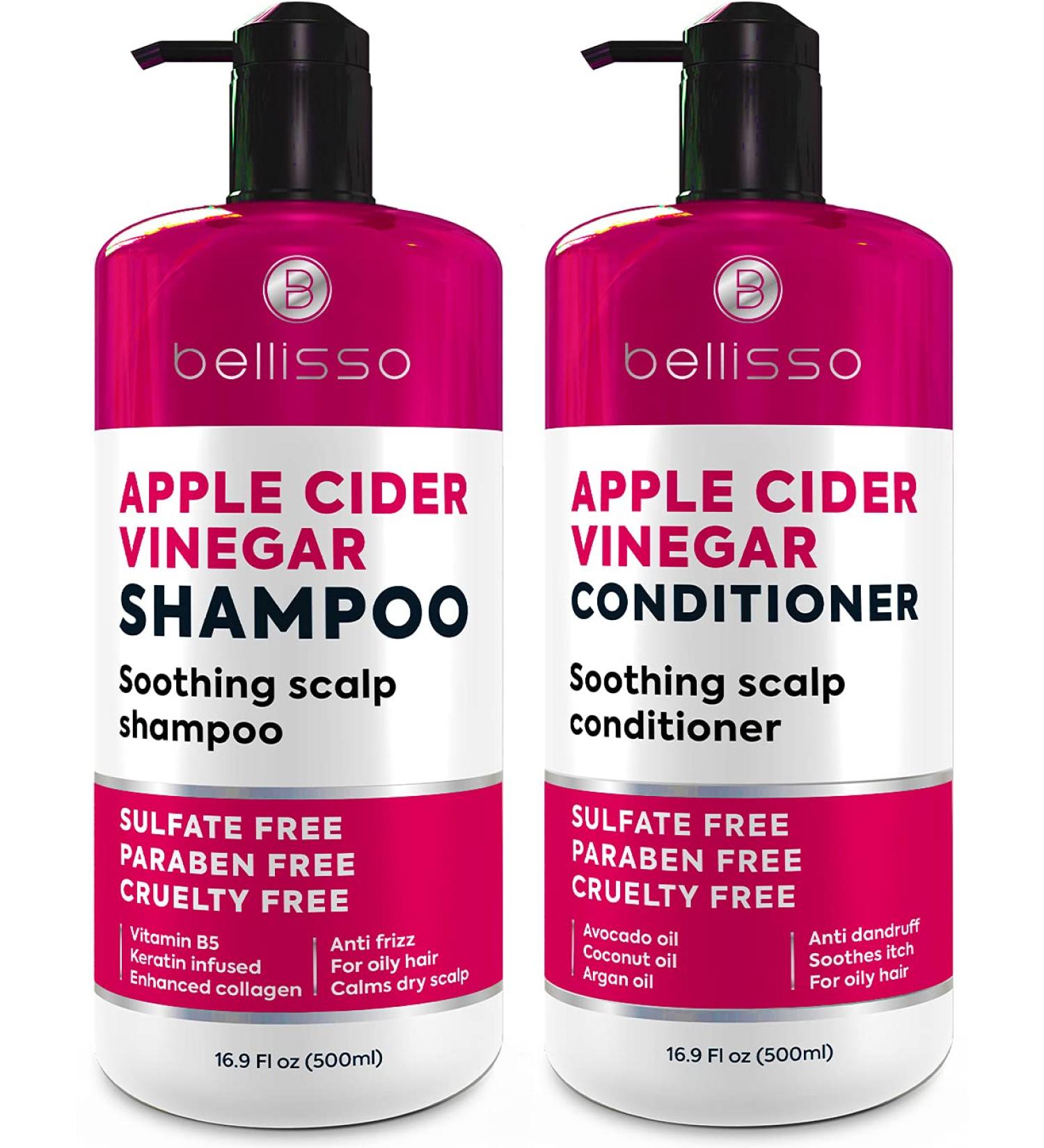 Apple Cider Vinegar Shampoo & Conditioner Set | Sulfate & Paraben Free | Anti-Dandruff Scalp Treatment with Biotin, Keratin & Moisturizing Oils | For Men & Women | 2 x 16 Fl Oz - Buy Online on GoSupps.com