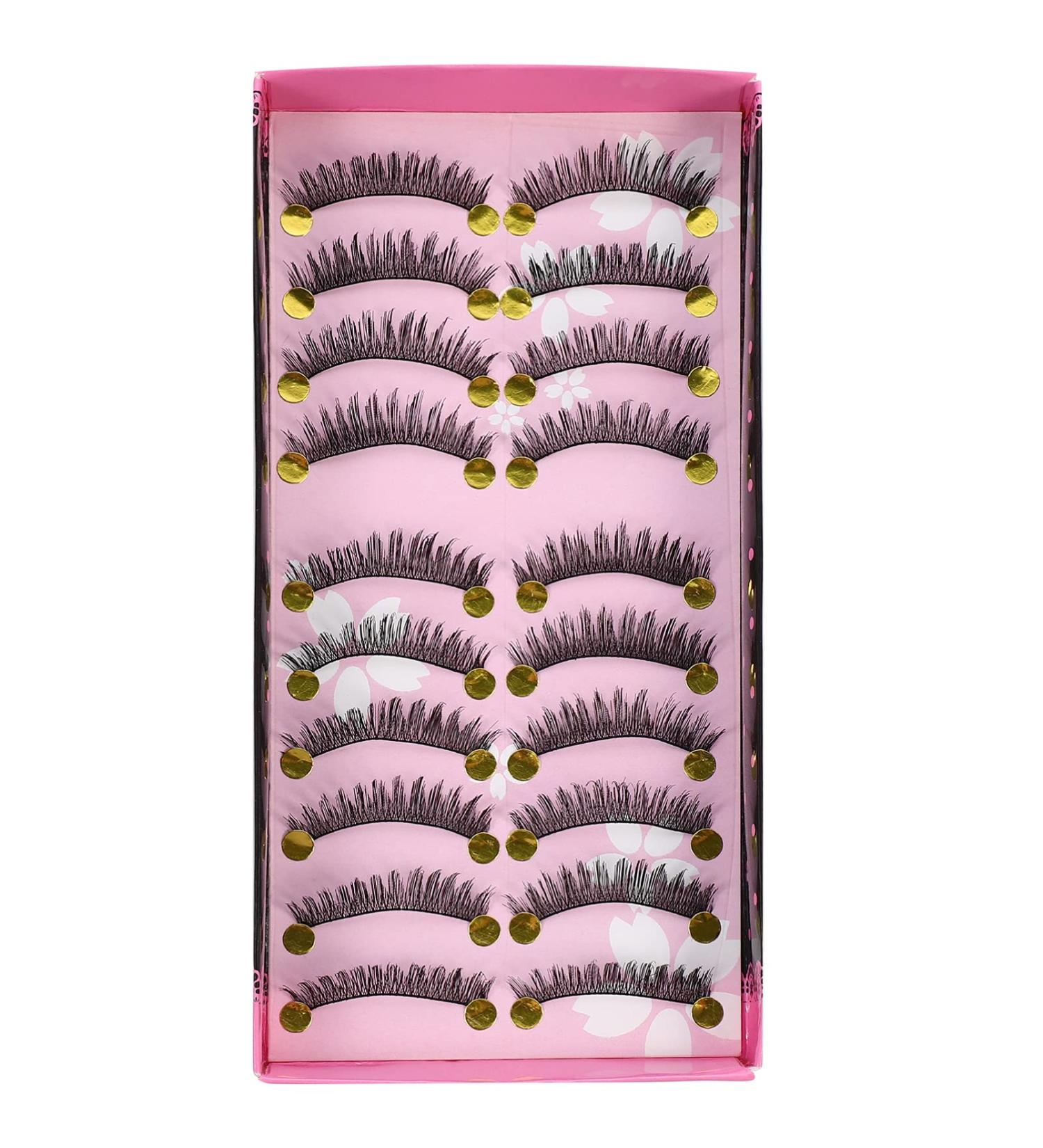 POPETPOP 10 Pairs Fake Eyelashes False Lashes Makeup Eyelashes Faux Lashes Natural Eyelashes Ladies Girls Women Lashes Long Eyelashes Artificial Fiber Dense Miss False Eyelashes - Buy Online on GoSupps.com