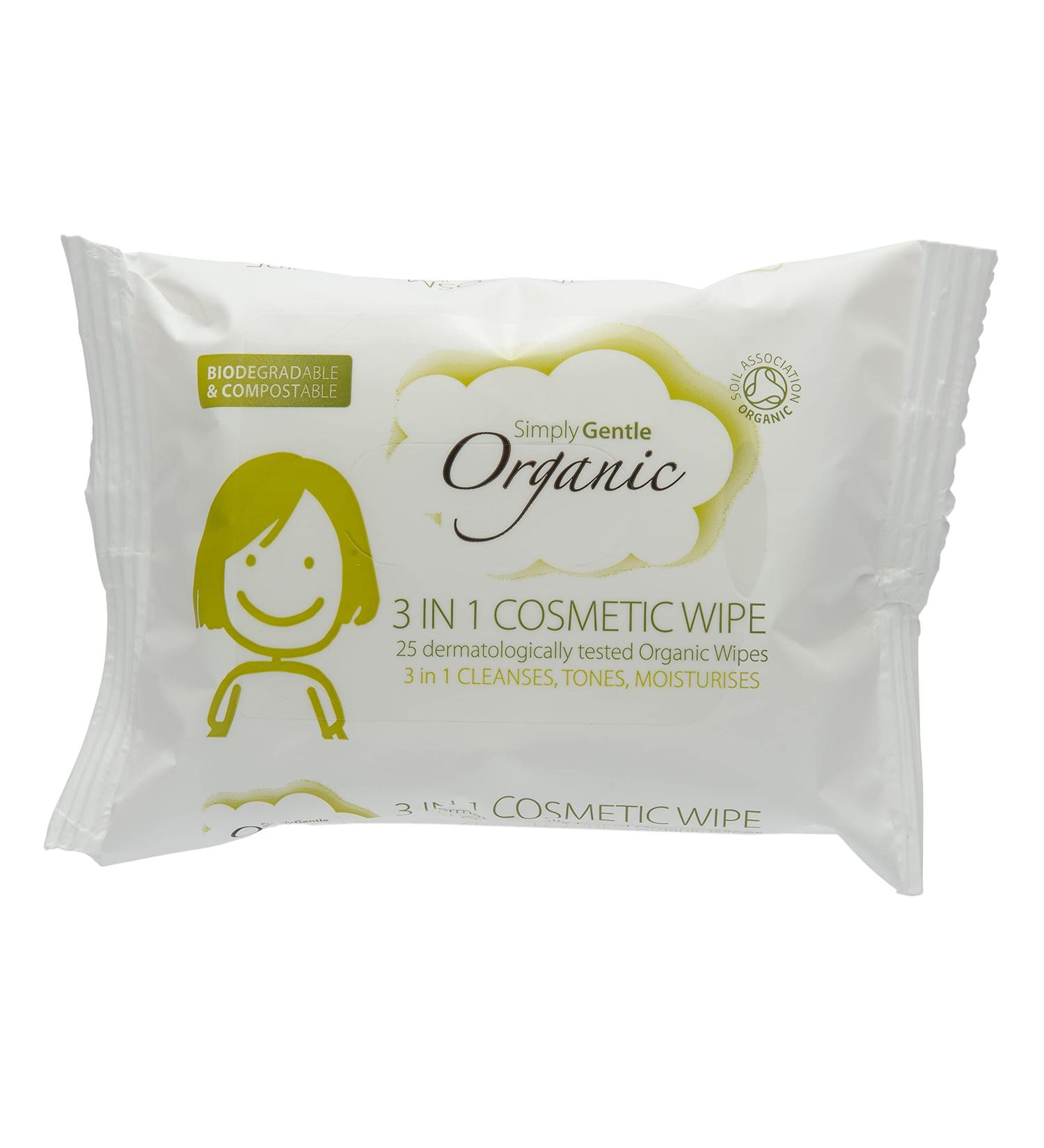 Organic 3 in 1 Cosmetic Wipes - 25 Eco-Friendly Wipes for Clean Skin | International Shipping Available - Buy Online on GoSupps.com