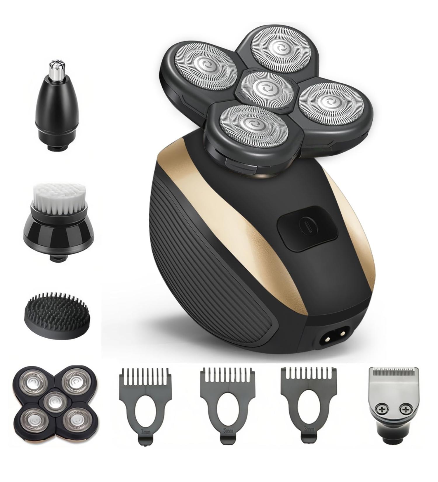 Skull Shaver for Men - 5-in-1 Rechargeable Head Shaver & Hair Clippers - Ideal Gift (Gold 02 - Buy Online on GoSupps.com