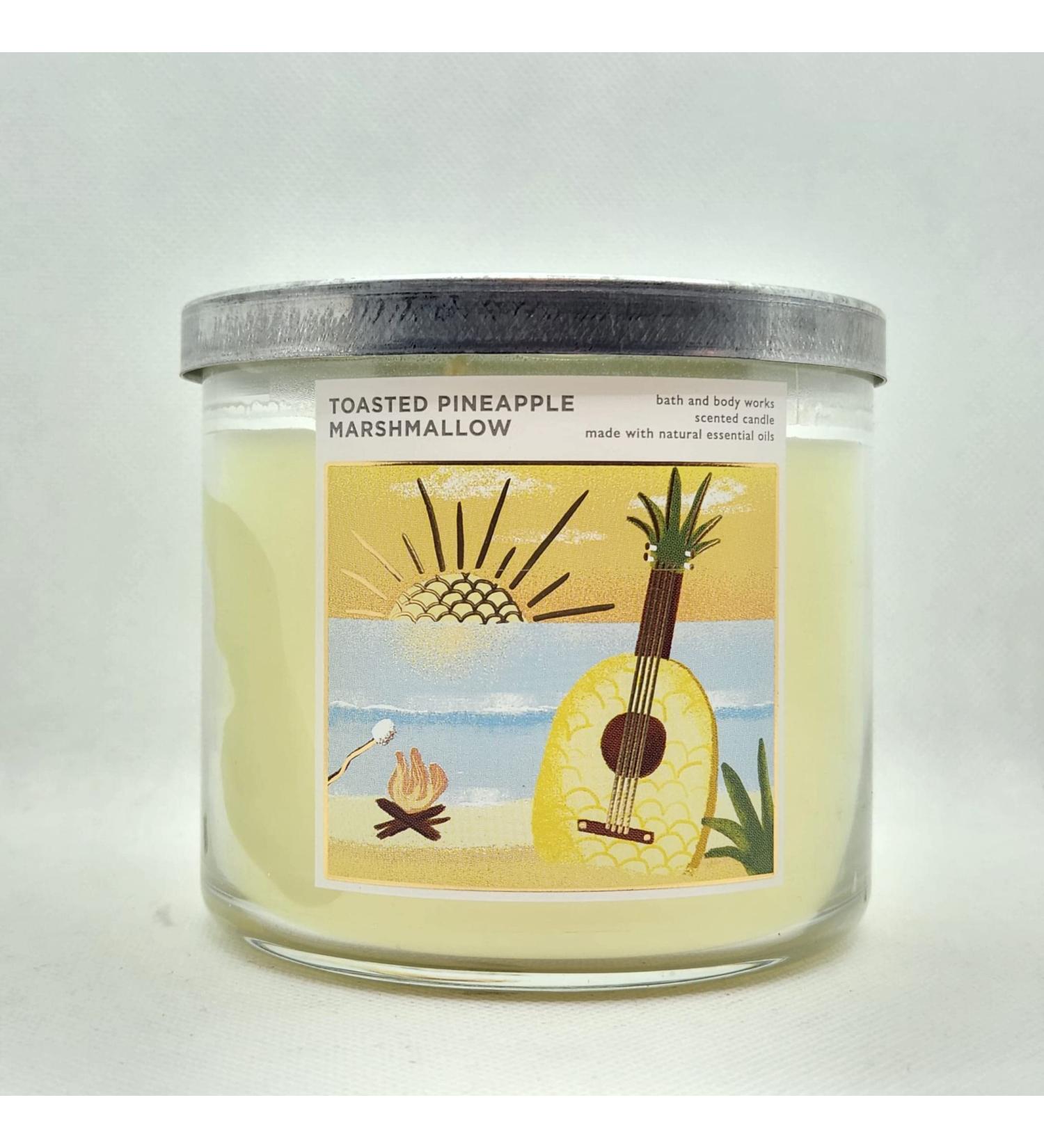 Bath Body Works White Barn 3-Wick Candle w/Essential Oils - 14.5 oz - 2022 Summer Scents! (Toasted Pineapple Marshmallow)