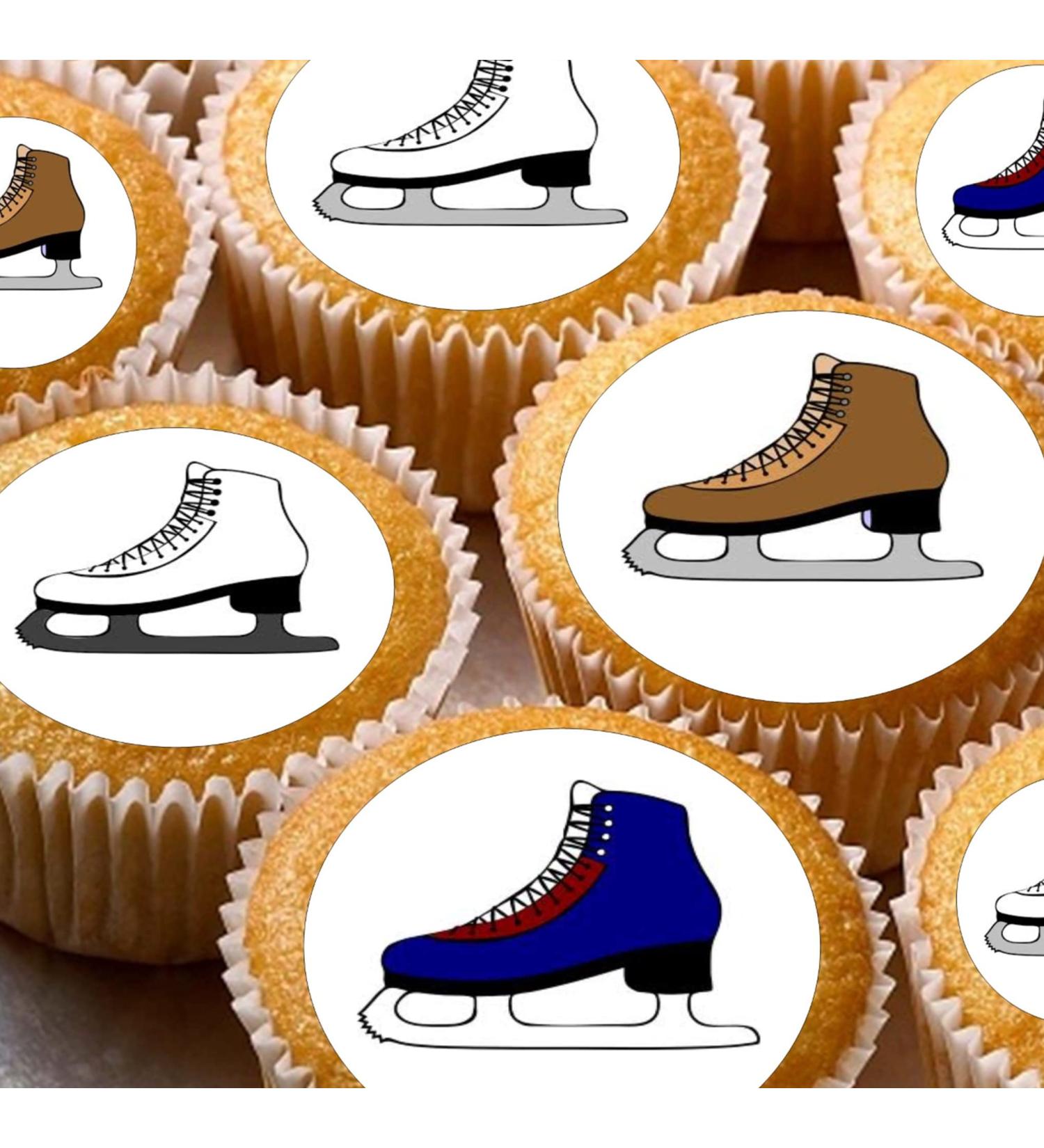 24 edible PRE CUT Ice Skating bookts style kids childrens party decorations Wafer Paper Cupcake Fairy Cake Toppers - Buy Online on GoSupps.com