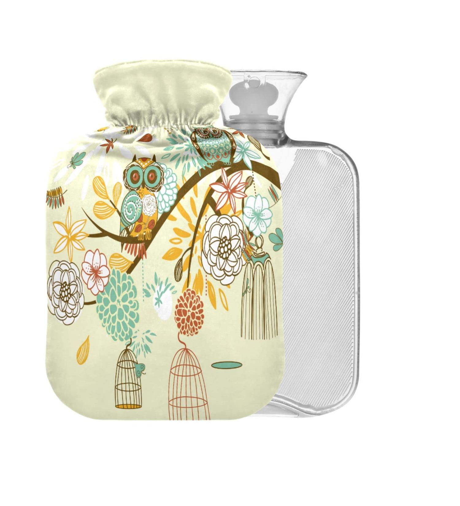 Owl Autumn Flowers Hot Water Bottle | 1L BPA Free Pain Relief | Small Heat Bag for Headaches & Neck Relief - Buy Online on GoSupps.com