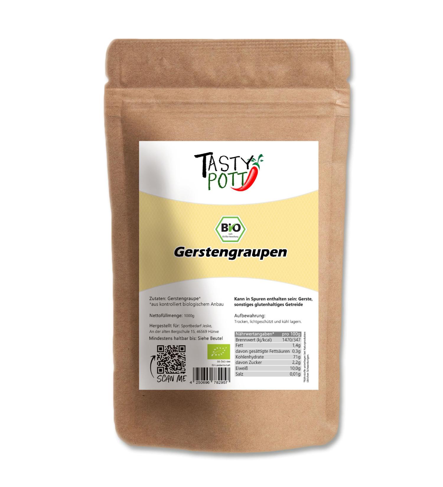  TASTY POTT Tasty Pott 1000 g Organic Barley Grepes | Pearl Barley | Soup Vegetables Salad Stew | Cooking Pastry Kitchen Flavour | Roast Dessert (2 x 1000g) - Buy Online on GoSupps.com