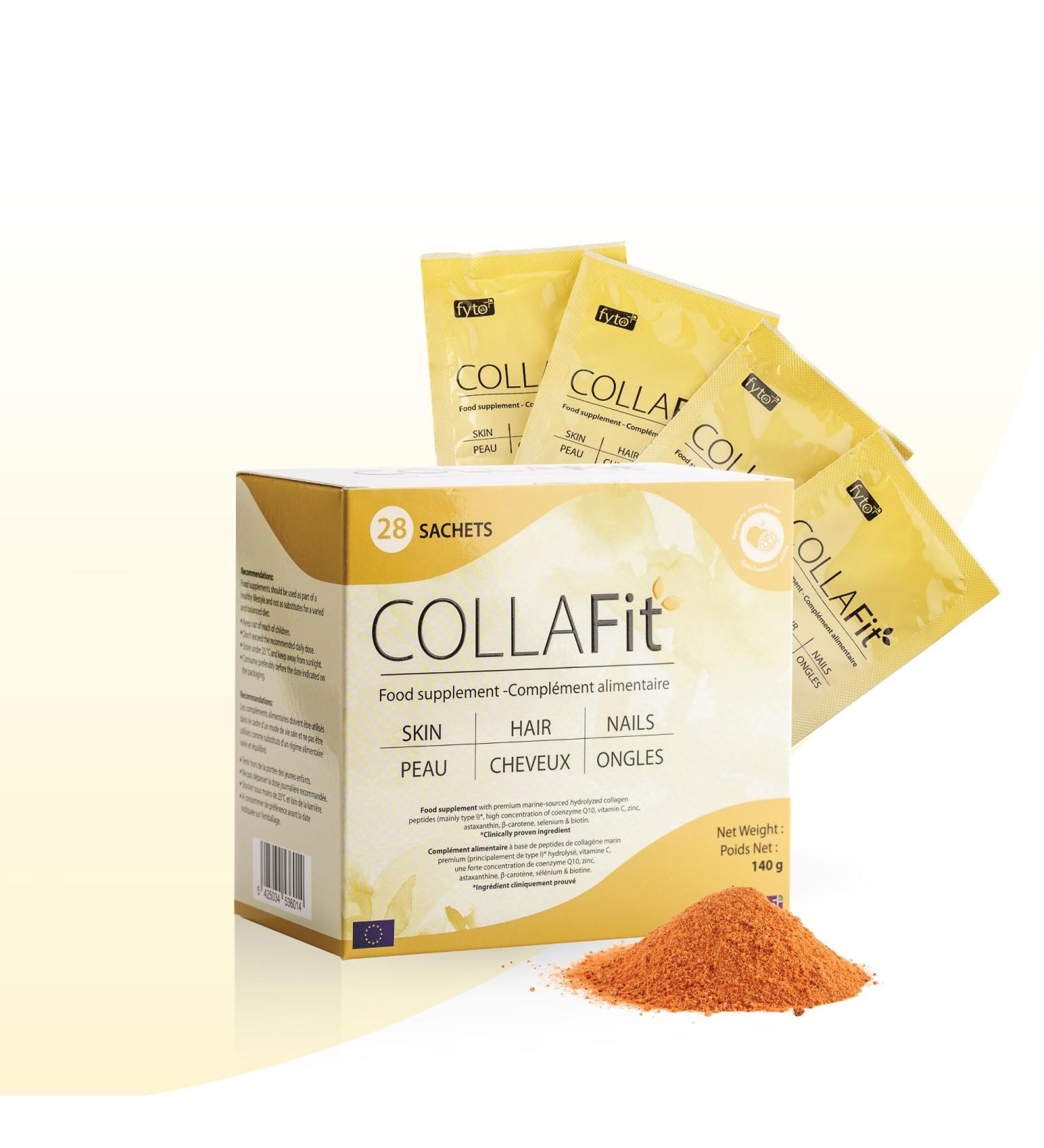Collafit Food Supplement | The Natural Path to Beauty | Improved Skin Hydration and Elasticity | Patented Marine Collagen Peptides (Type I) | 28 Bags - Buy Online on GoSupps.com