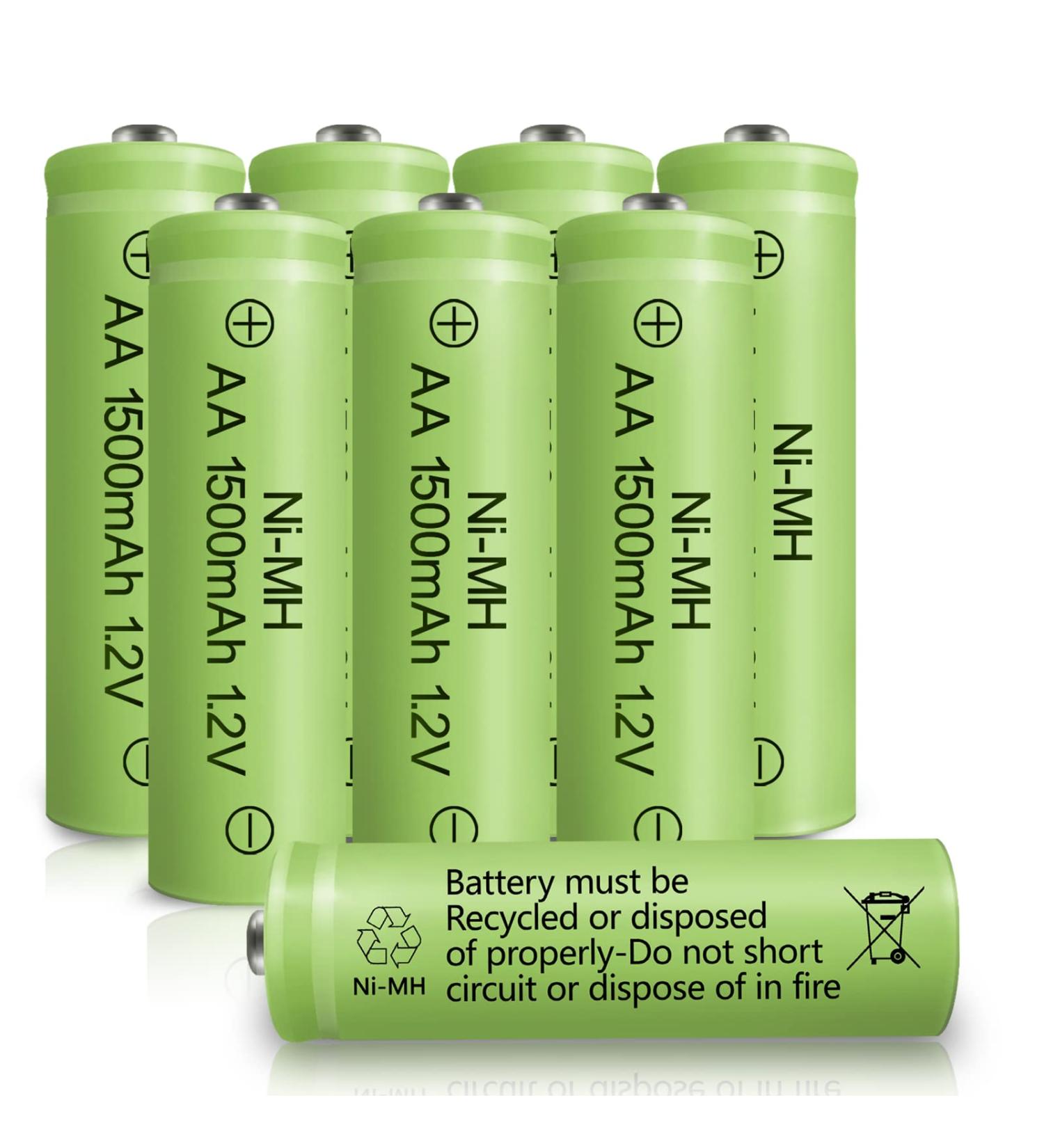 Rechargeable AA Batteries 1500mAh - High Capacity NIMH 1.2V - 8 Pack Pre-Charged for Solar Lights & Household Devices - Buy Online on GoSupps.com