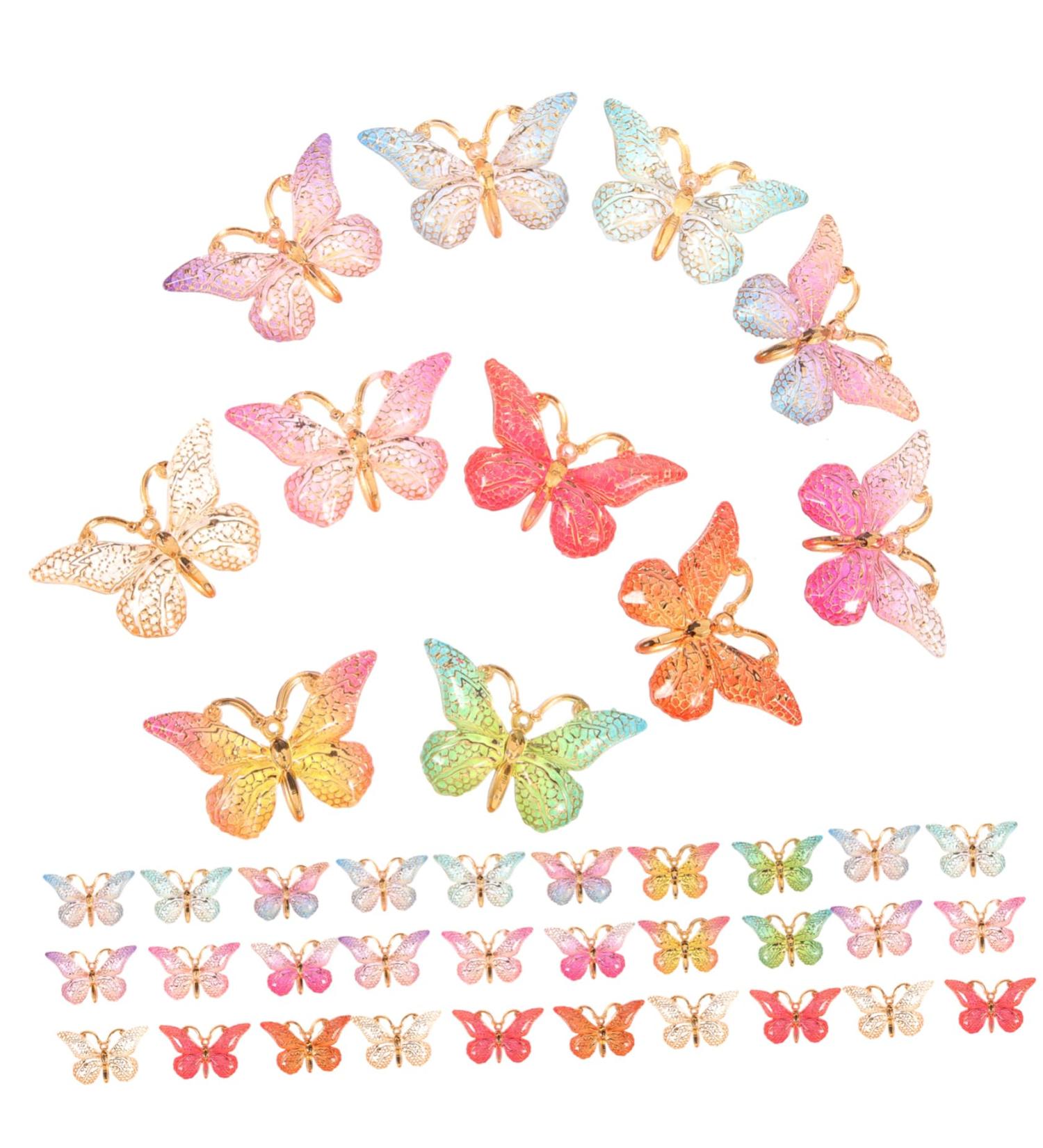 VILLCASE 50 Pcs Butterfly Charms Post Brackets Butterfly Enamel Charms Butterfly Beads Wedding Decorations Cute Charms for Bracelets Butterfly Earrings Charms Plastic Modeling Accessories - Buy Online on GoSupps.com