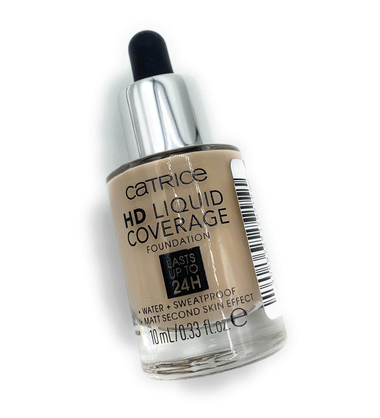 Catrice Mini HD Liquid Coverage Foundation Make Up No. 010 Light Beige Nude for combination skin for impure skin long -lasting matt matt vegan oil -free water -free (10ml) Light beige 10 ml (1 Pack)