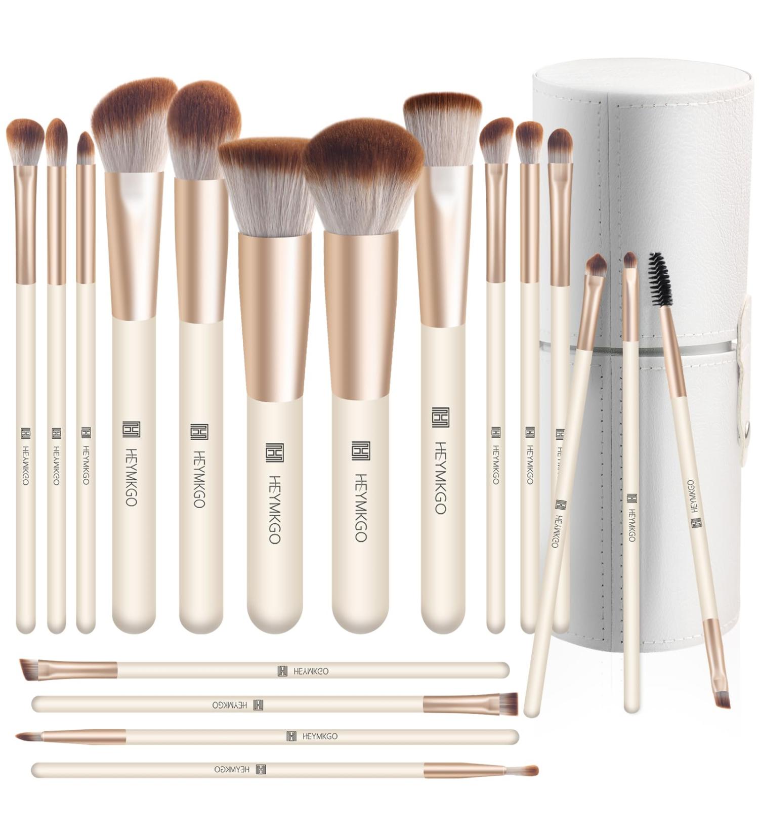 HEYMKGO Makeup Brushes Set 18 Pieces Professional Makeup Brush Set Foundation Eye Shadow Eyebrow Blush Kit Makeup Brush Brush Kit Synthetic Bristles with Storage Gift Box - Buy Online on GoSupps.com