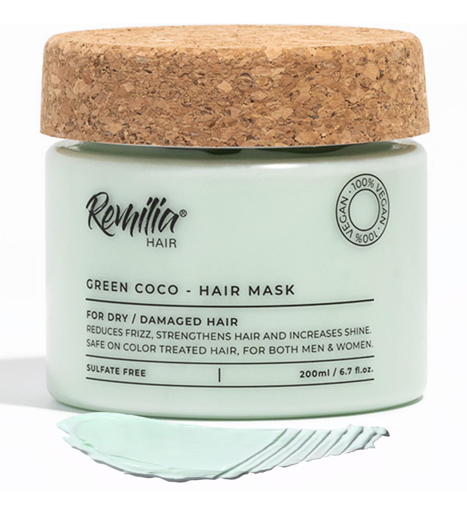 Remilia Hair Keratin Hair Mask - Deep Repair Treatment with Coconut Oil, Green Tea, Avocado & Castor Oil - 200ml - Buy Online on GoSupps.com