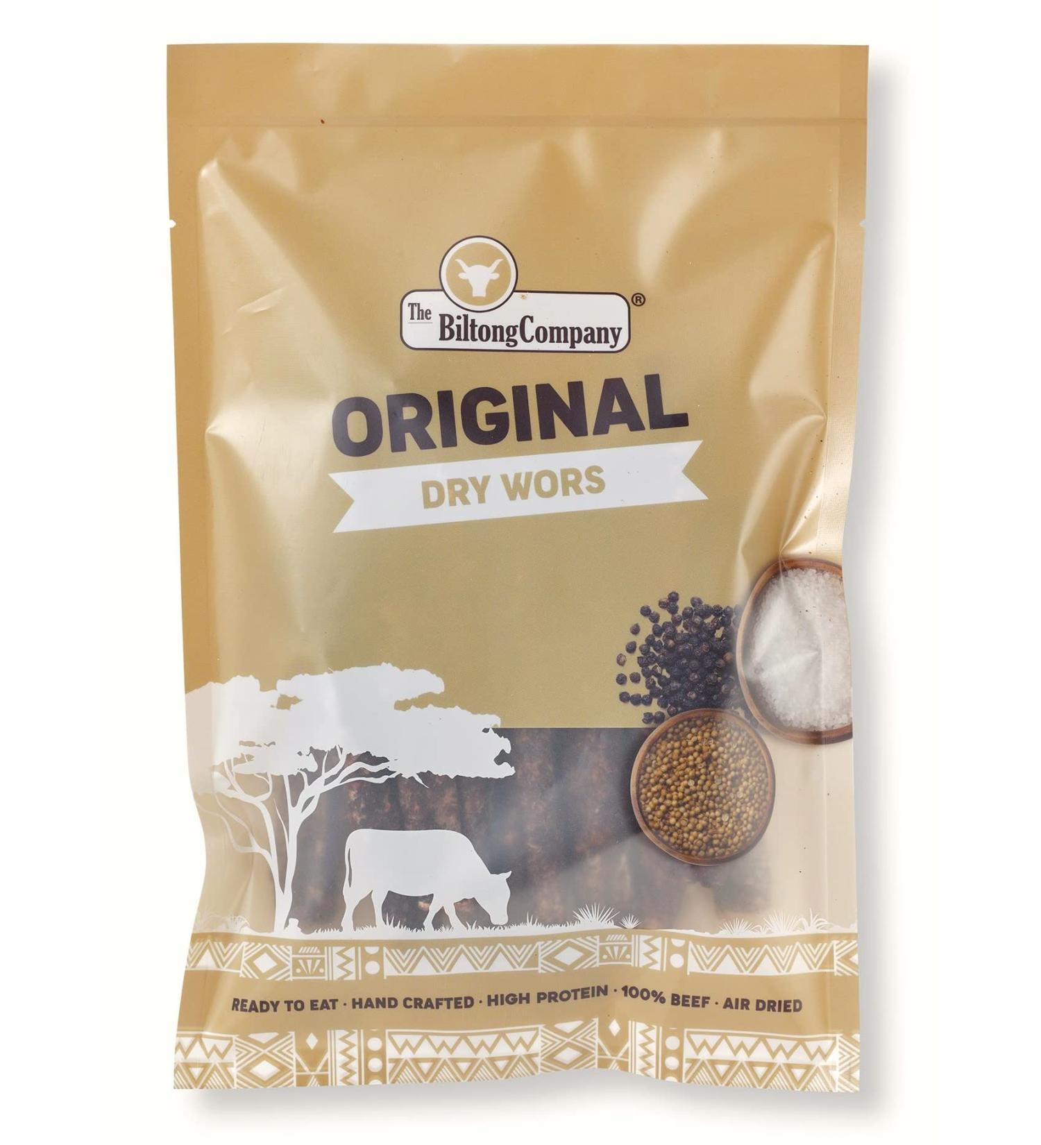 Dry Wors 1kg Natural Spicy Beef Droewors by The Biltong Company - High Protein, Keto Diet-Approved Boerewors Sausage 1 kg - Buy Online on GoSupps.com