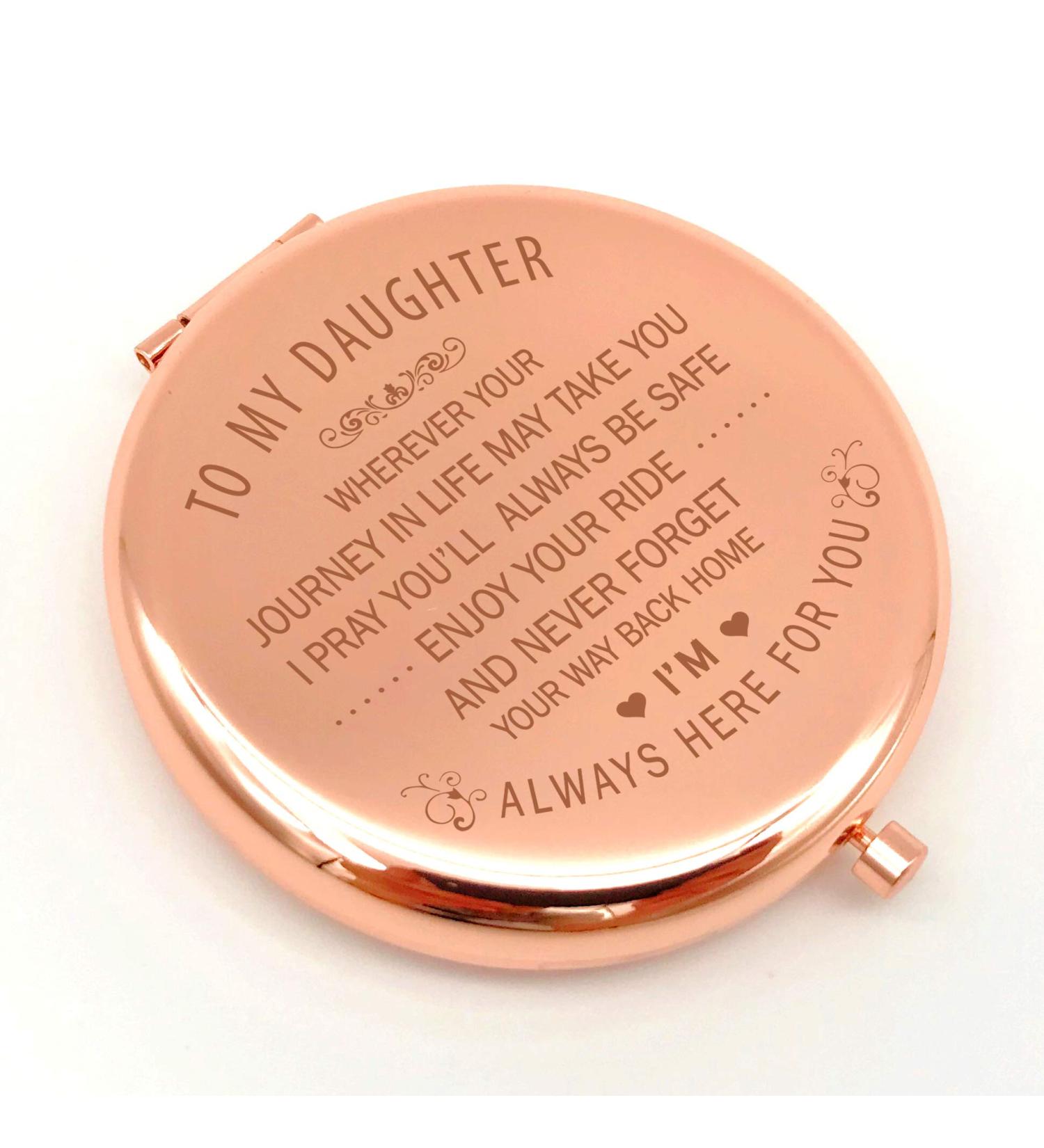 Personalized Daughter Gift - Inspirational Travel Makeup Mirror from Mom & Dad - Buy Online on GoSupps.com