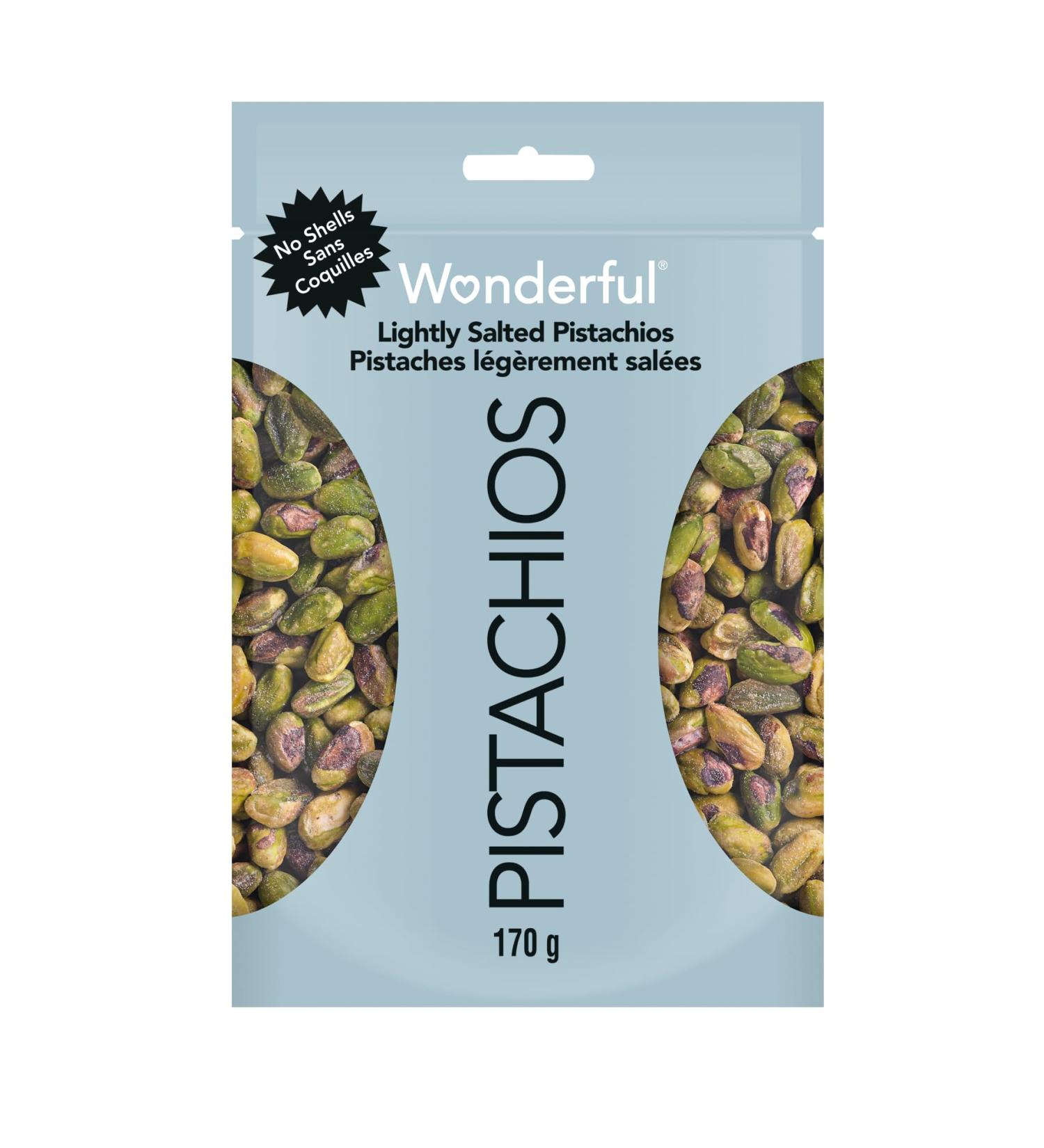 Wonderful Pistachios No Shells Roasted and Lightly Salted 170 g Resealable Bag - Buy Online on GoSupps.com