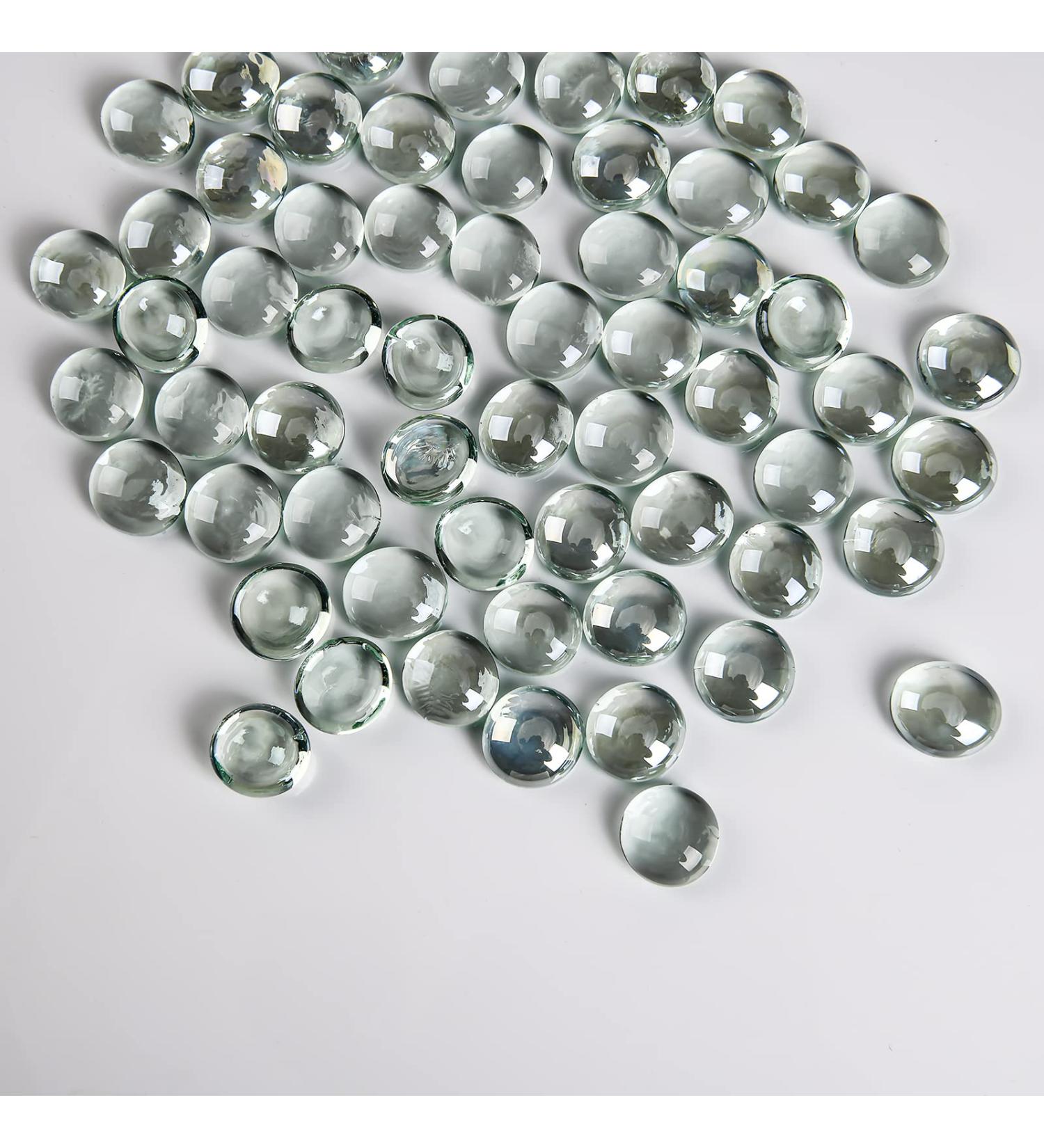 Hisredsun 290 Pcs Glass Pebbles - Flat Marble Pearls Decorative Stones for Vases Aquariums & Landscapes | Colorless Fire Glass & Gemstones - Buy Online on GoSupps.com