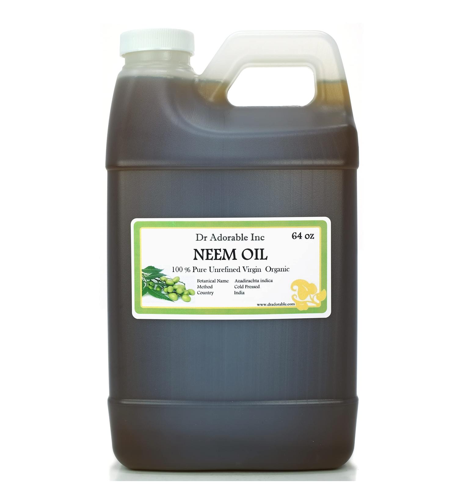 Buy Dr Adorable Neem Oil 64 oz - 100% Pure Organic Cold Pressed - Unrefined Natural Oil for Skin & Hair Care - International Shipping Available - Buy Online on GoSupps.com