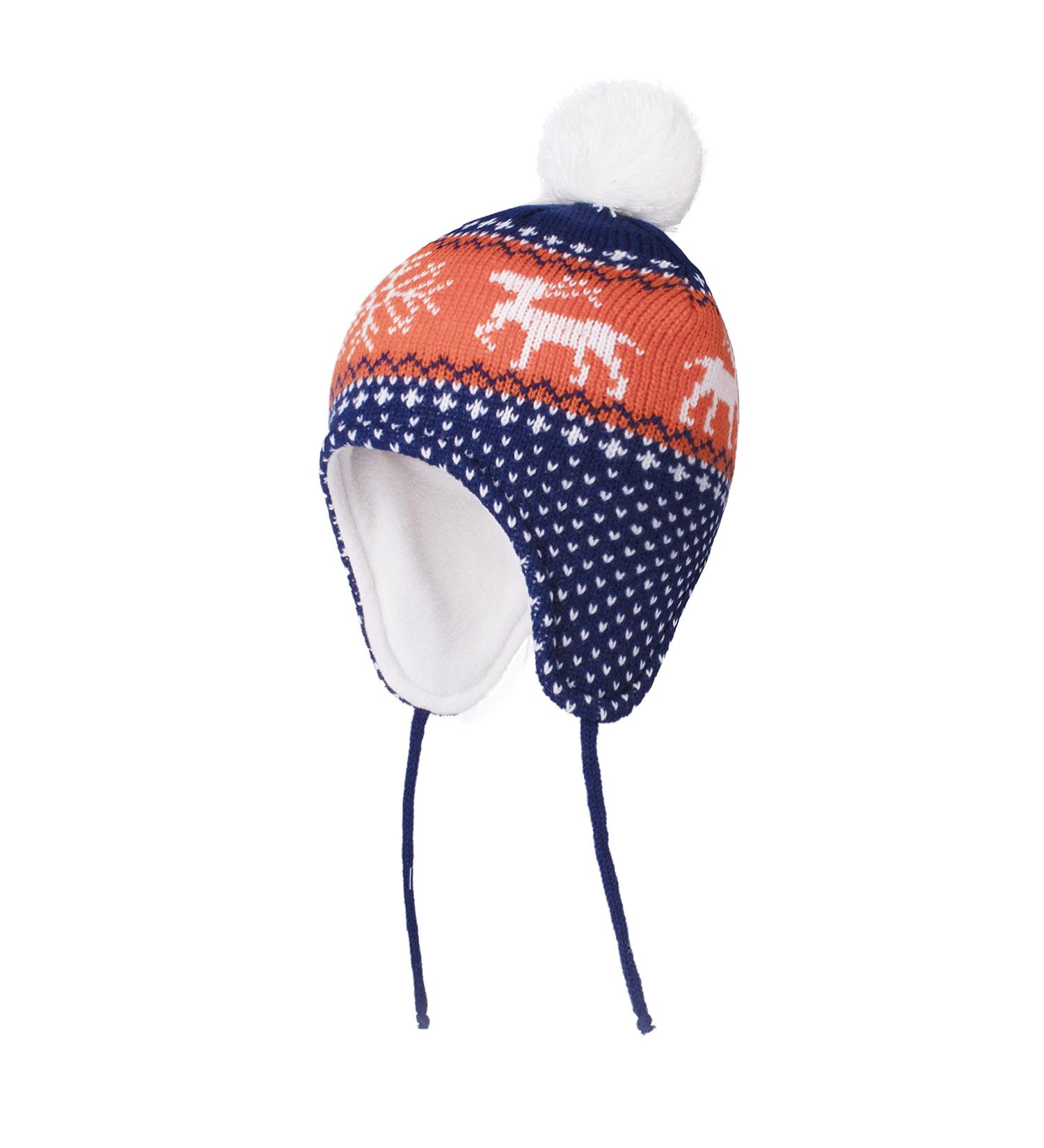 LANGZHEN Toddler Winter Hat with Earflap, Fleece Lined Beanie for Baby Boys Girls 1-2 Years - Deer-Navy Blue - Buy Online on GoSupps.com