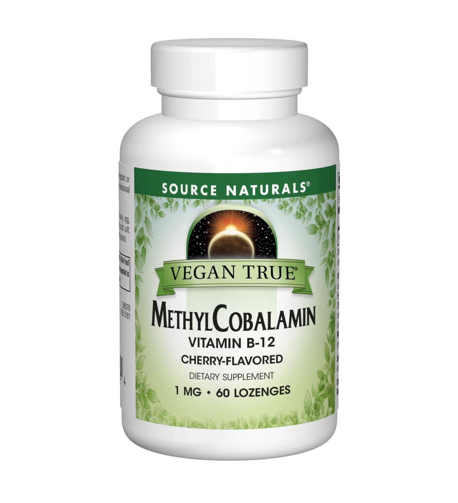 Source Naturals Vegan True MethylCobalamin B12 Cherry 1mg | 60 Lozenges - Boost Energy & Immune Support - Buy Online on GoSupps.com