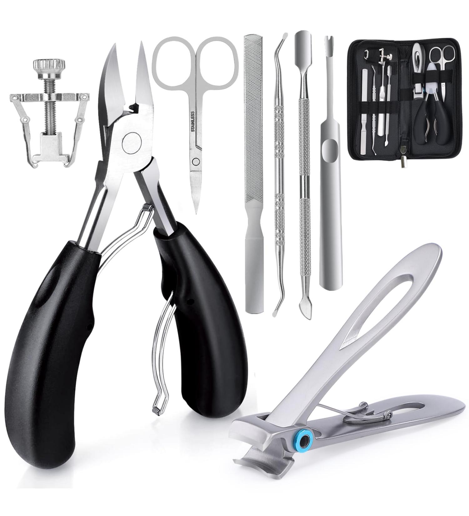 Jupeli Professional Toenail Clip Set - Sharp Stainless Steel Nail Clippers for Thick & Ingrown Nails 8PC Pedicure & Manicure Kit with Nail Scissors Shapers & Files - Perfect Foot Care Solution - Buy Online on GoSupps.com