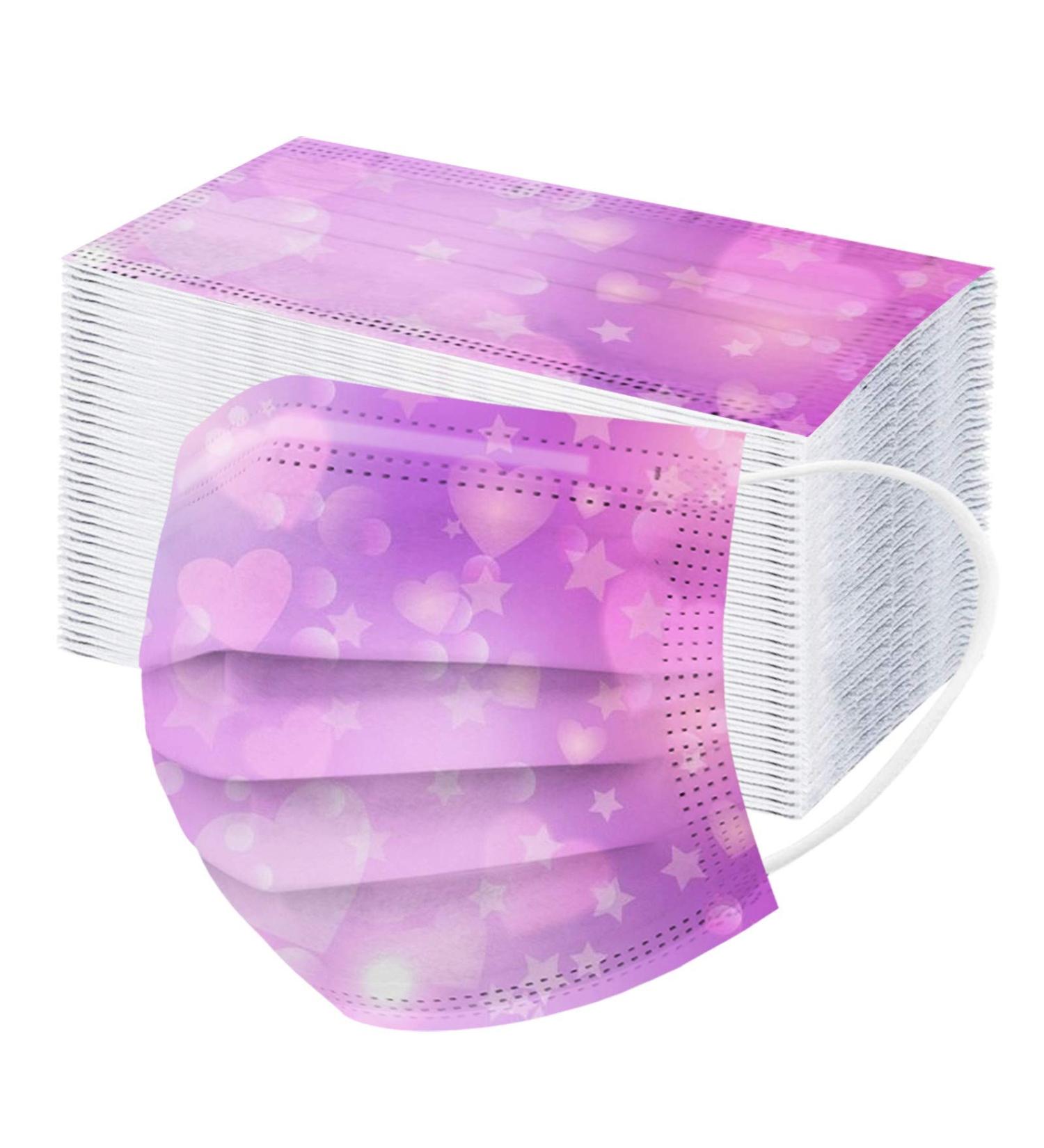 ZQP 100PCS Valentine Theme Printed Disposable_Face_Masks for Adult 3-ply Face Protection Covering with Elastic Earloop and Nose Clip for Outdoor Comfortable & High Filtration &Ventilation - Buy Online on GoSupps.com