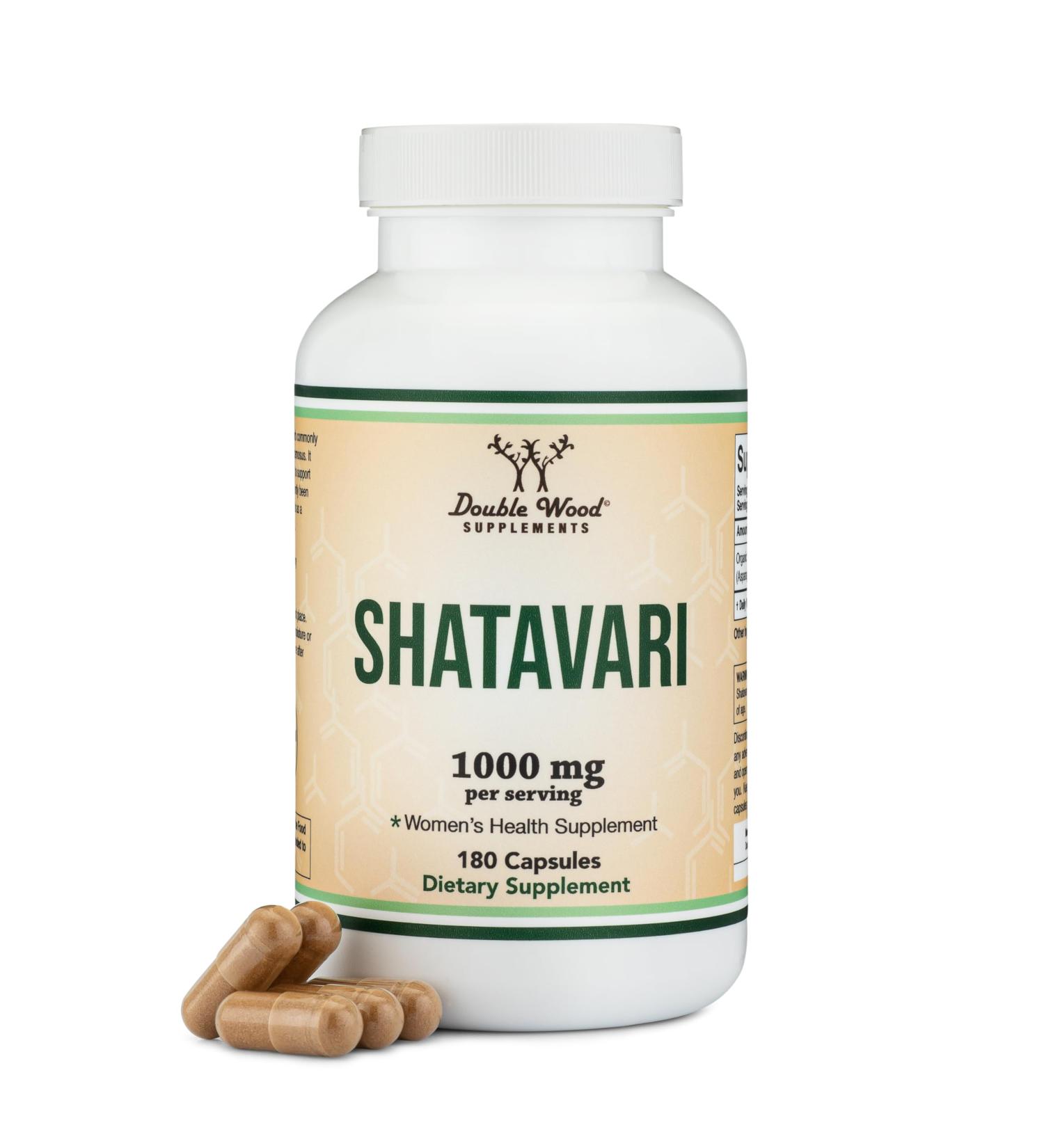 Organic Shatavari Capsules - 1,000mg Organic Shatavari Powder Per Serving (180 Capsules 90 Day Supply) for Hormone Balance and Prolactin Production (Non-GMO Gluten Free Vegan Safe) by Double Wood - Buy Online on GoSupps.com