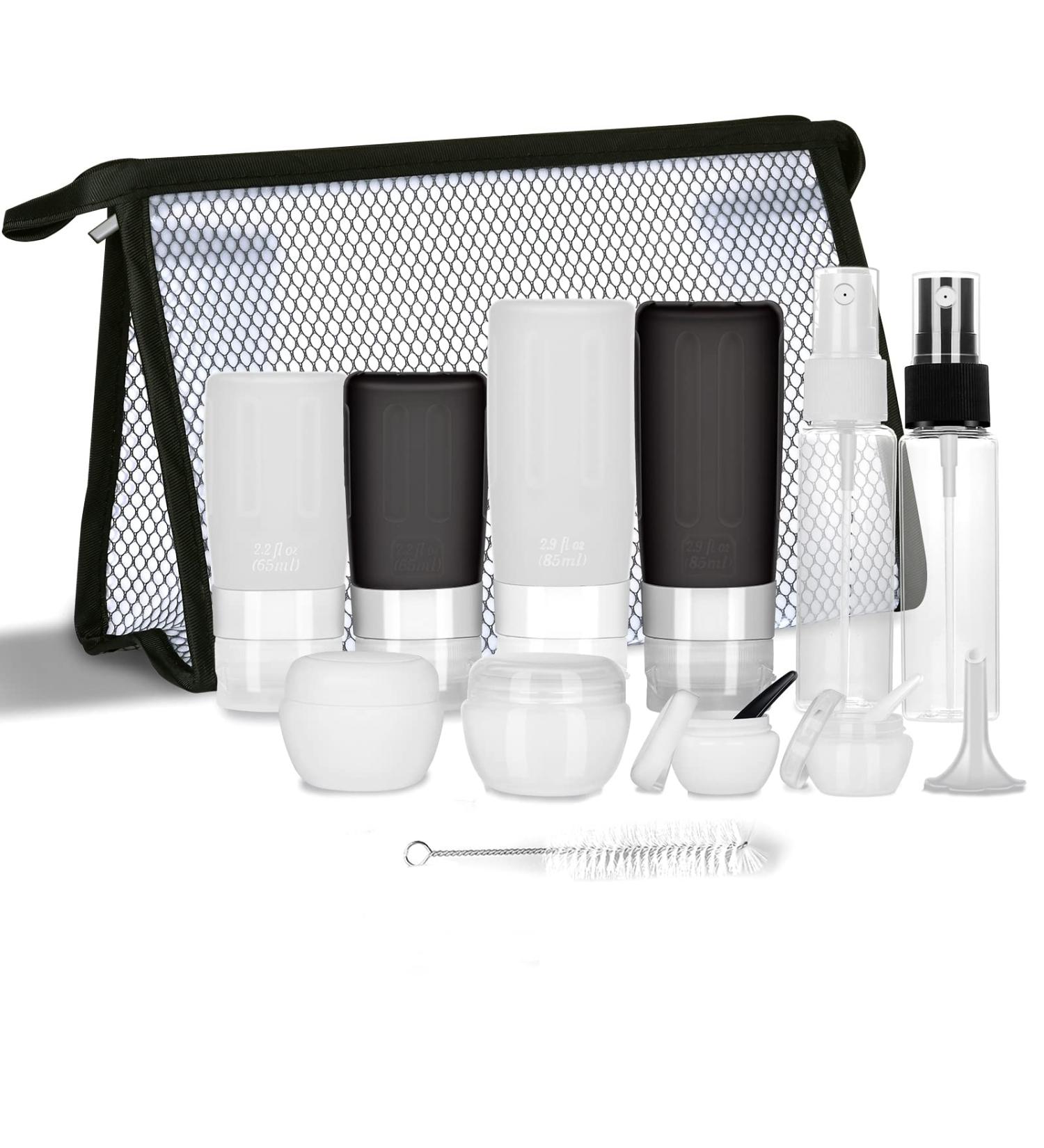 YUNISS 17 Pack Silicone Travel Size Toiletries with Tag - TSA Approved and BPA Free Travel Bottles Set in Black&White - Buy Online on GoSupps.com
