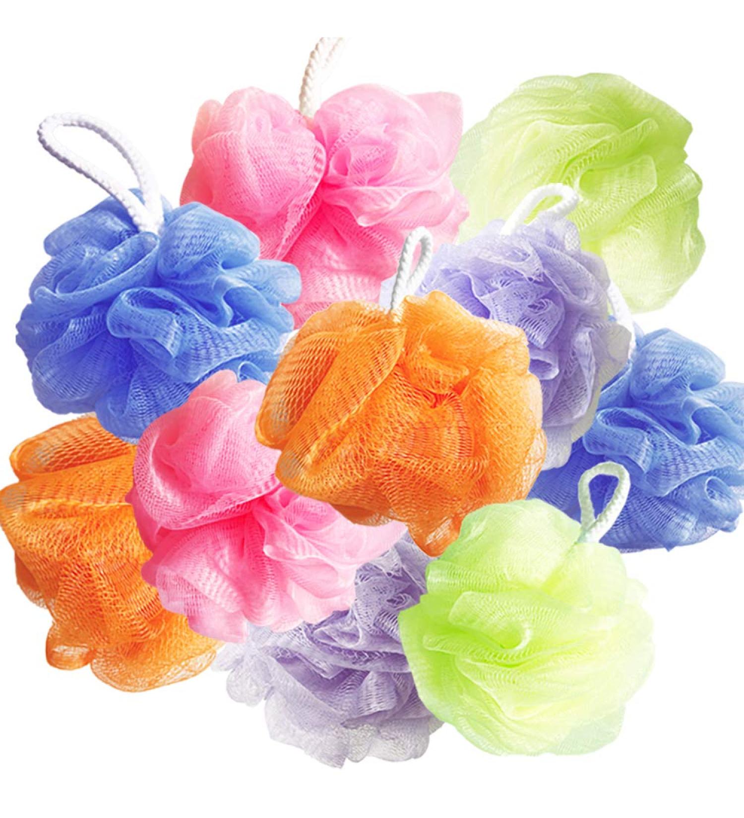 10Pcs Colorful Loofah Mesh Bath Shower Sponges Soft Bath Puffs for Body Wash Bathing Loofahs for Men Women Kids(Random Colors) - Buy Online on GoSupps.com