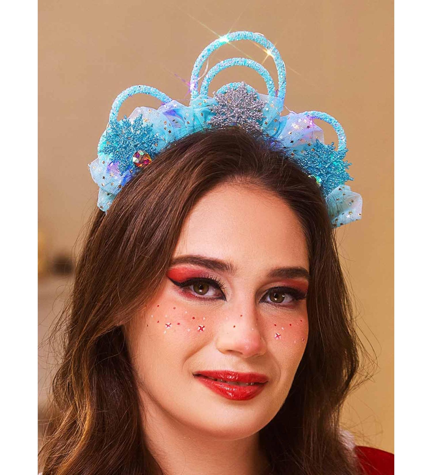 IYOU Sknowflake Headband Blue Light up Hair Hoop Costume Christmas Hair Accessories for Girls - Buy Online on GoSupps.com