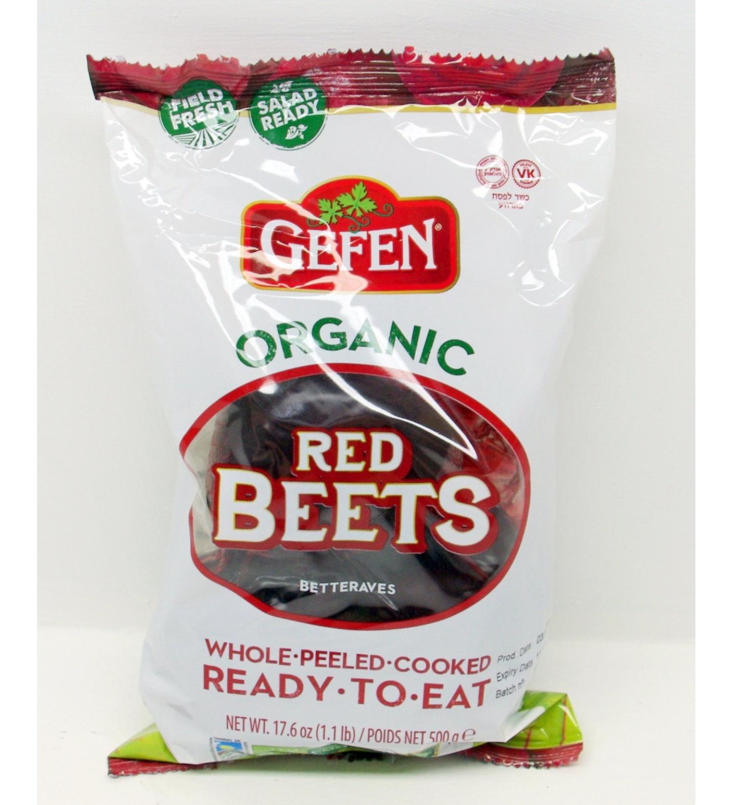 Gefen Organic Red Beets Whole Peeled Cooked Ready To Eat - Beets Made Easy! One 1lb. Package