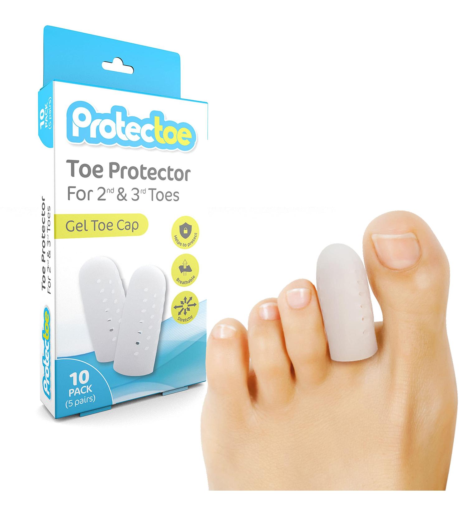Protectoe Toe Protector Gel Toe Cap for 2nd & 3rd Toes - Pack of 10 - Buy Online on GoSupps.com