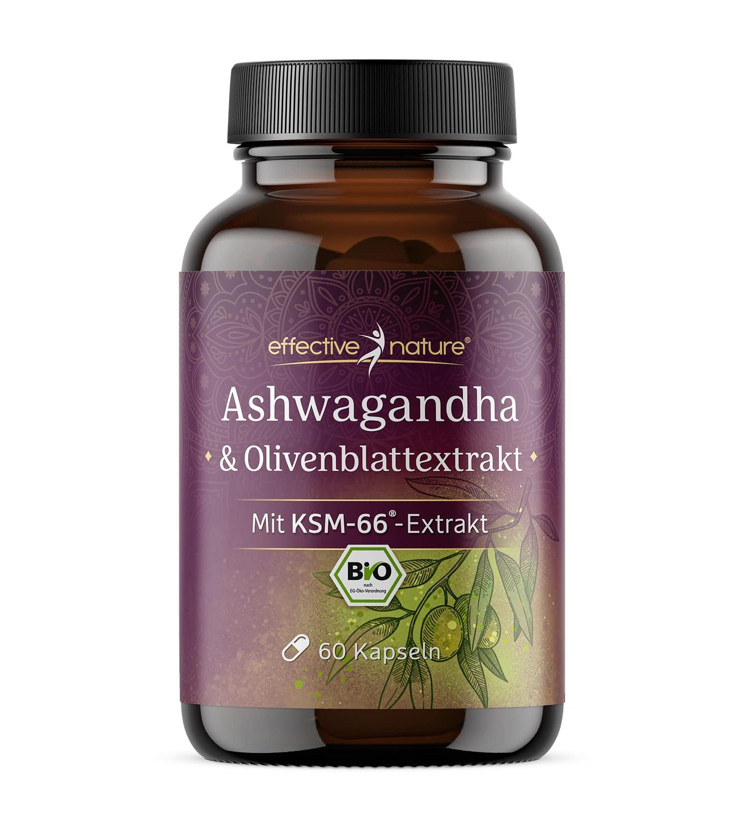 Ashwagandha KSM-66 & Olive Leaf Extract - Organic 600mg 60 Vegan Capsules - Premium Stress Relief & Wellness Support - Buy Online on GoSupps.com