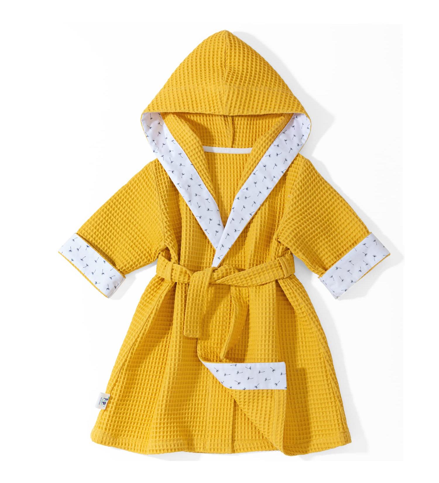 Pepi 100% Cotton Unisex Children's Bathrobe - Made in Poland - Soft Hooded Bathrobe for Boys & Girls - Size M in Indian Summer Honey - Buy Online on GoSupps.com