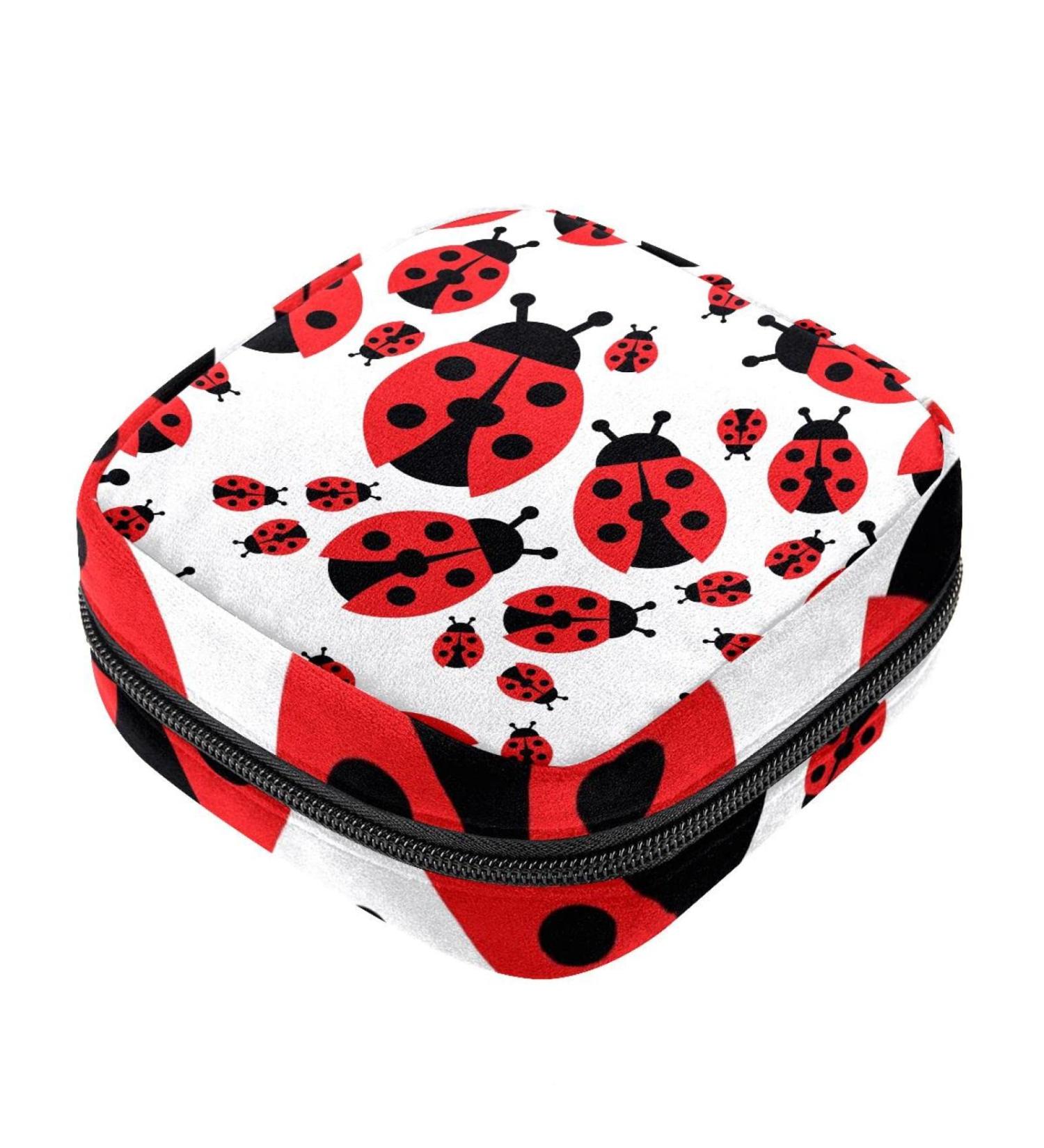 Menstrual Bag with Zipper | Sanitary Pads & Tampons Collection Bag for Women & Girls | Ladybug Print - Buy Online on GoSupps.com