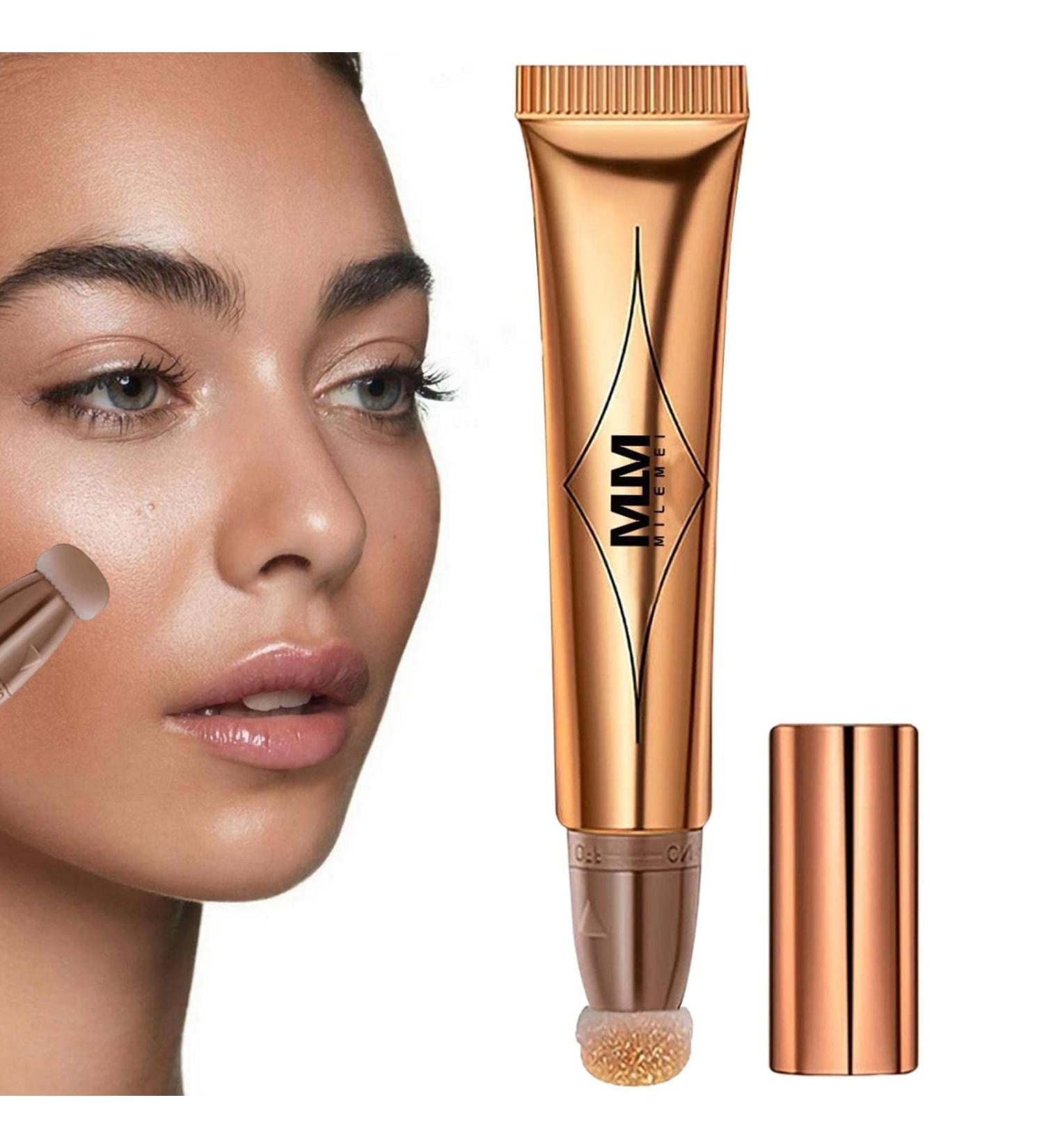 WOBBLO Highlighter Wand | Multifunctional Liquid Contour with Cushion Makeup Product Face Super Silky Natural Lightweight for Cheeks Lips 05 Bronze Gold - Buy Online on GoSupps.com