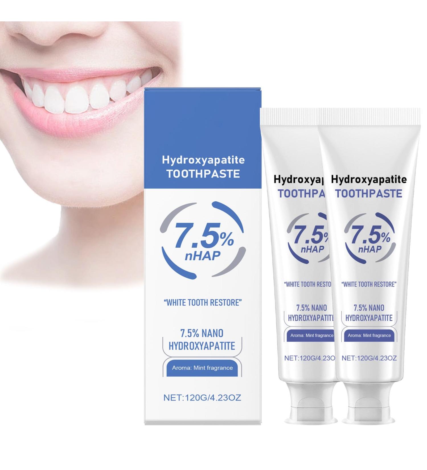 Hydroxyapatite Toothpaste 7.5% Hydroxyapatite Nano Toothpaste Enamel Repair Toothpaste Whitening Toothpaste Fluoride Free Toothpaste Hydroxyapatite Fresh Breath Toothpaste (2pcs) - Buy Online on GoSupps.com