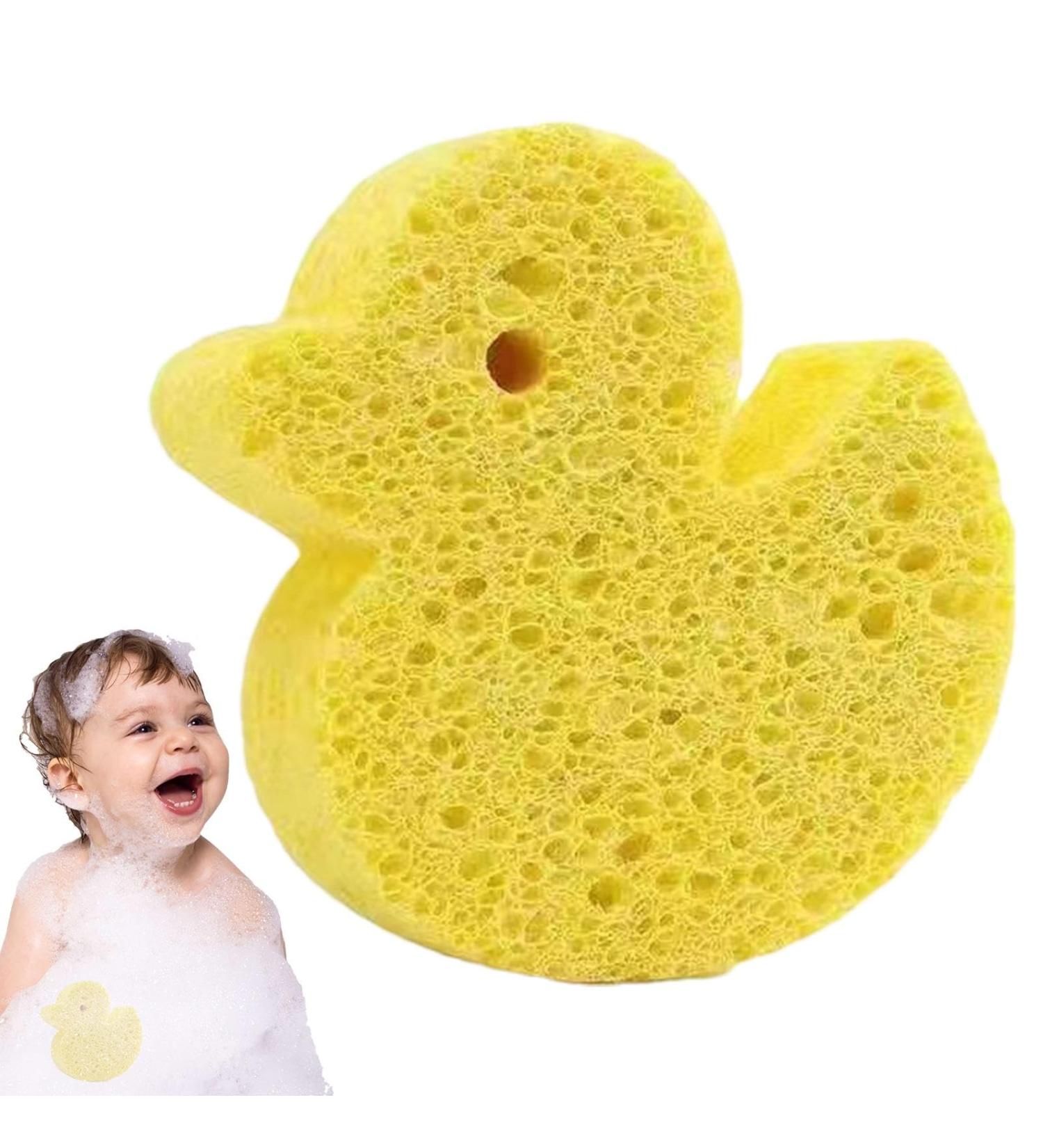 Visiblurry Bath Sponge for Kids | Soft Wood Pulp Sponge Body Wash Scrubber | Shower Sponge Dead Skin Remover Cute Shower Brush Bath Supplies for Toddler Kids Baby Yellow - Buy Online on GoSupps.com