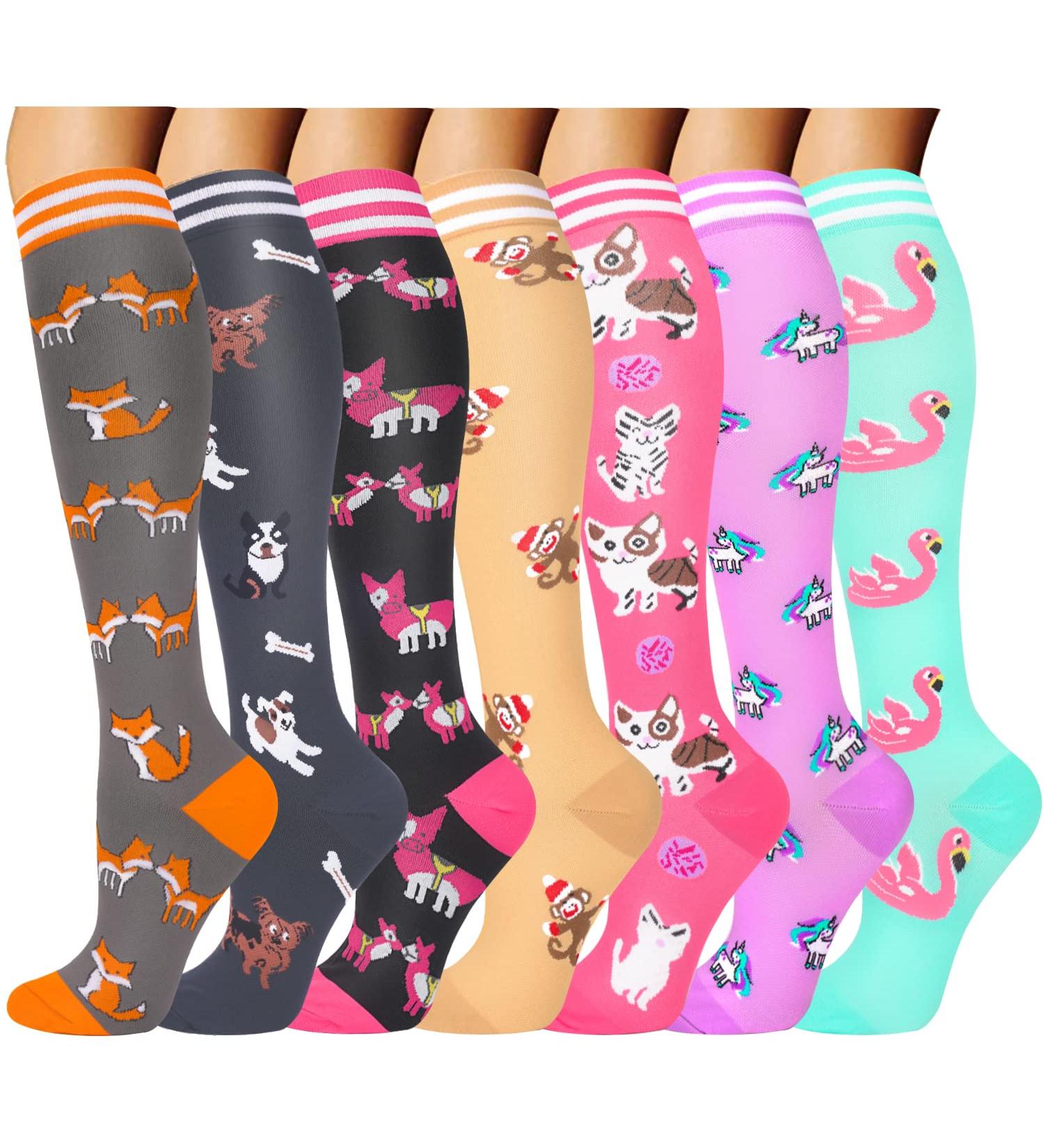 Compression Stockings for Men & Women - 20-30 mmHg Perfect for Running Travel Cycling Pregnancy - 6 Pairs S-M - Buy Online on GoSupps.com