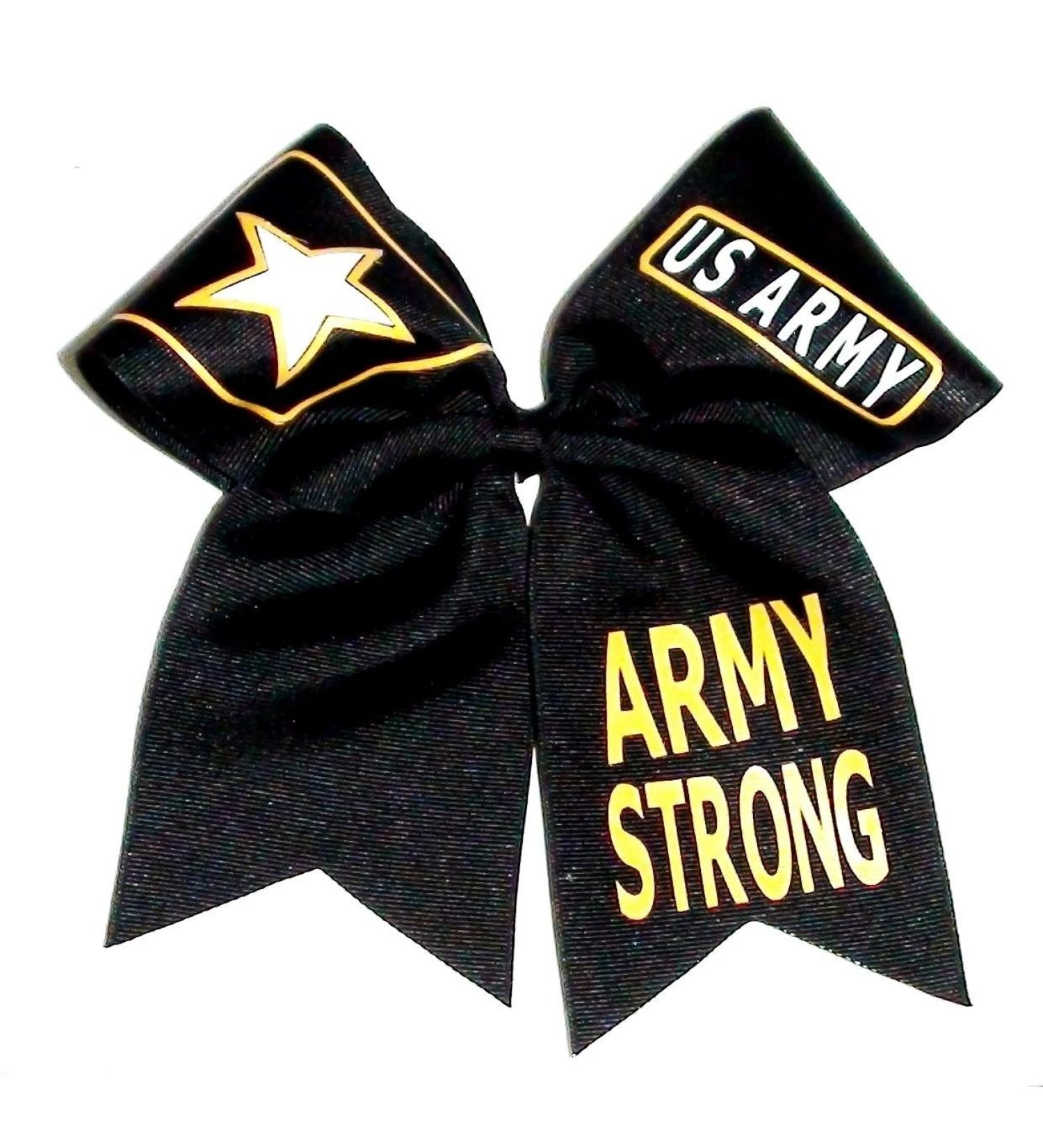 Cheer Bows U.S. Army Strong Military Support Patriotic Hair Bow