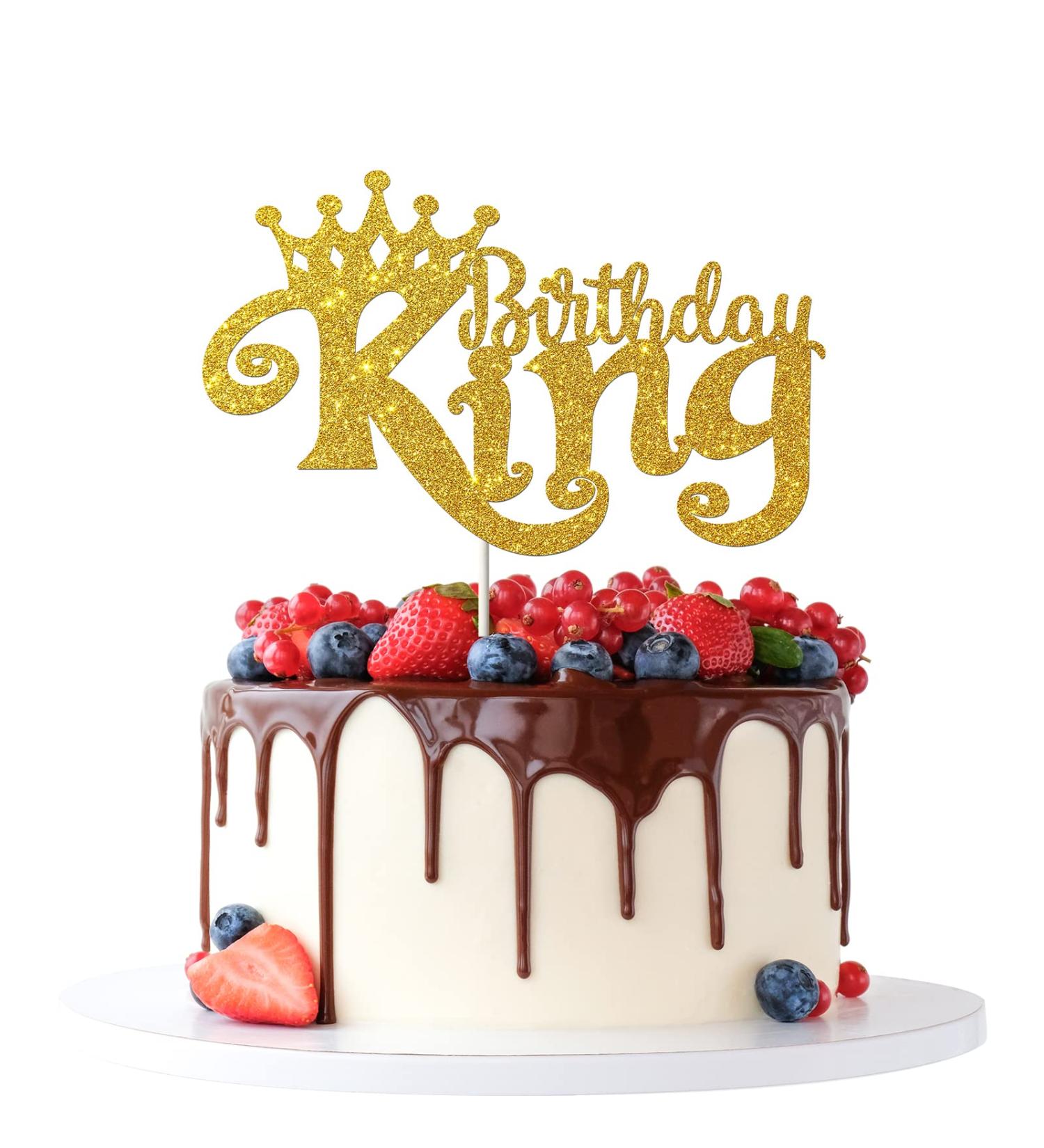Tenhaisi Gold Glitter King Birthday Cake Topper for Boy 1st 3rd 10th 16th 18th 20th 21st 25th 29th 30th 40th 50th Birthday Man Boy Prince Birthday Party Decorations Happy Birthday Cake Topper - Buy Online on GoSupps.com